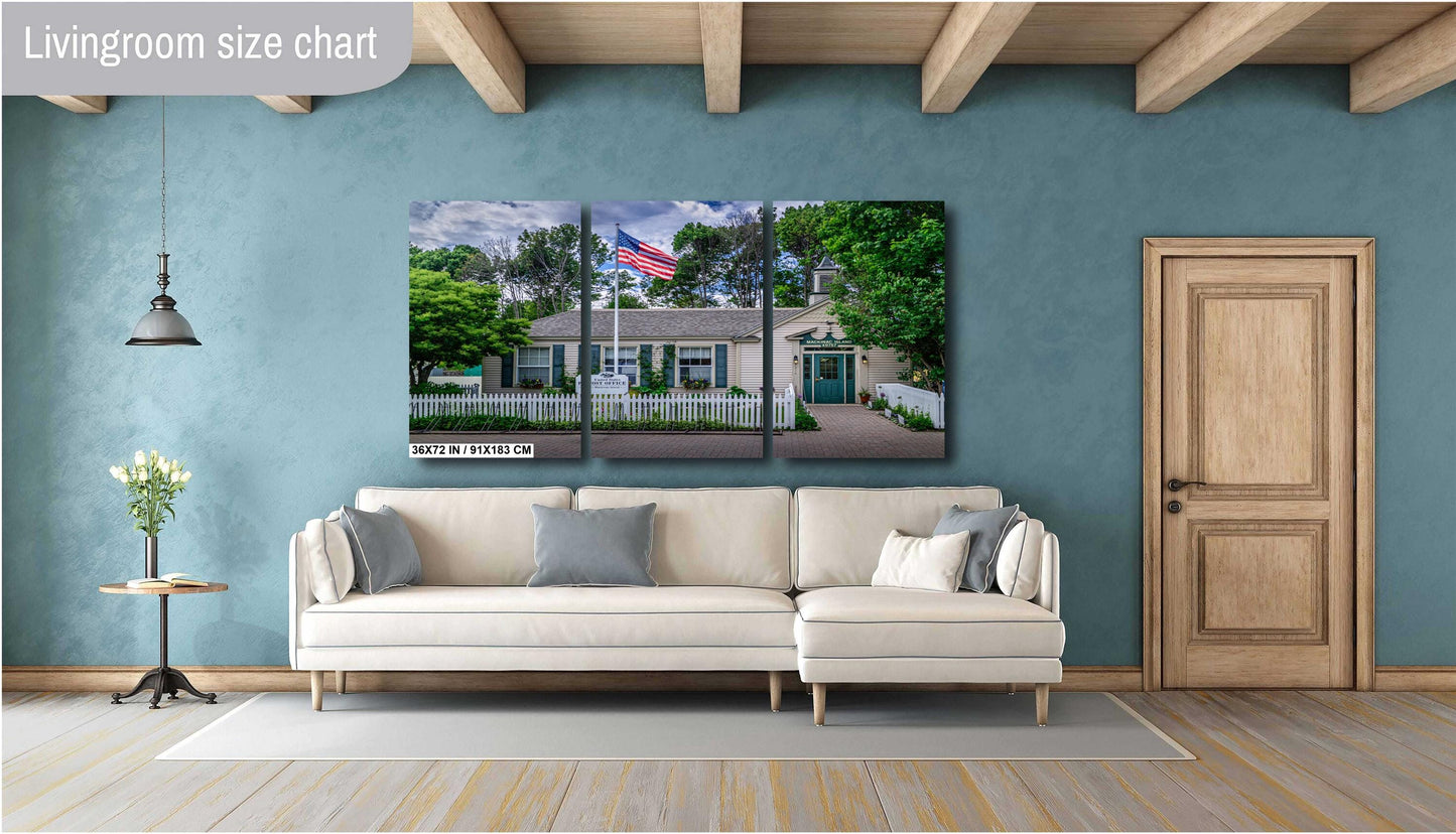 White Picket Perfection: Wall Art Print Iconic Mackinac Island Post Office Michigan Historical Landmark Metal/Acrylic/Aluminum/Canvas