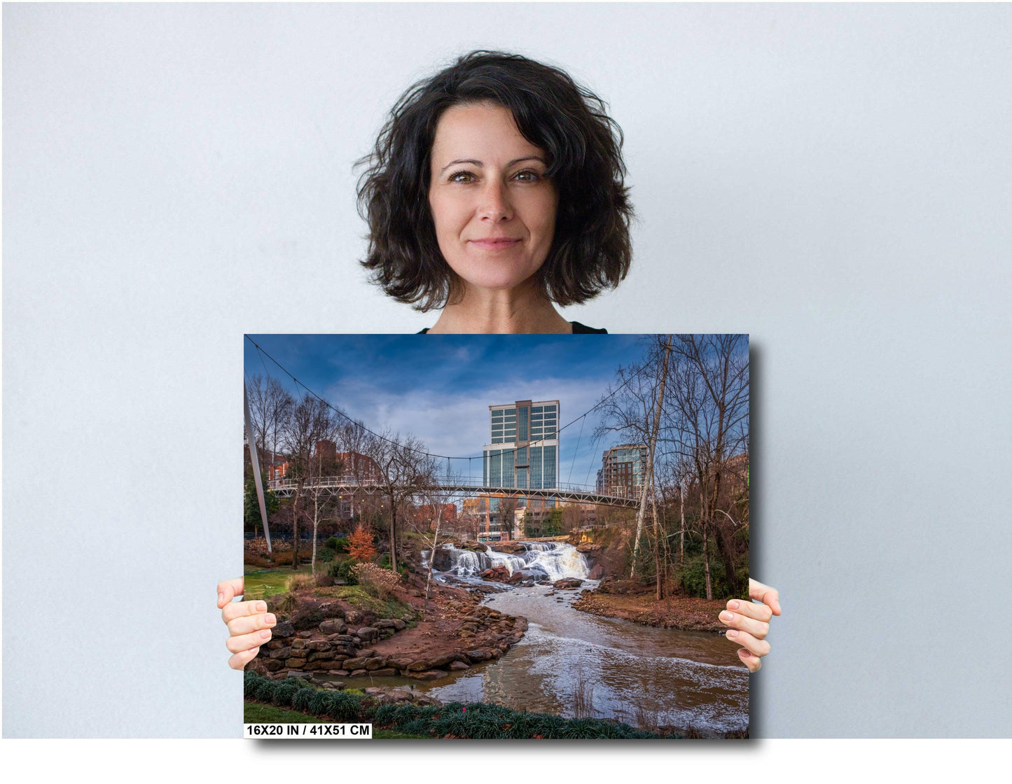 Greenville's Iconic Liberty Bridge: Falls Park on the Reedy Greenville, South Carolina Wall Art Print Aluminum/Acrylic/Metal/Canvas