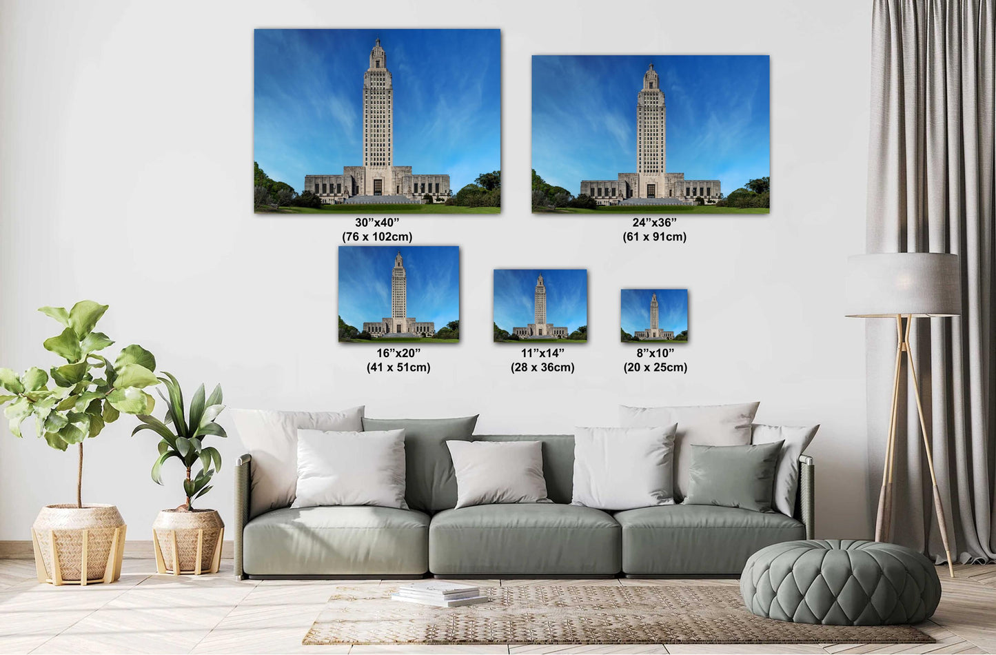 Louisiana State Capitol: Majestic Skyscraper Against a Clear Blue Baton Rouge Sky Print Wall Art Historical Aluminum/Acrylic/Metal/Canvas