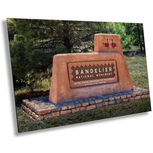 Welcome to Bandelier: Bandelier National Monument Welcome Sign Print Wall Art Los Alamos New Mexico Photography Aluminum/Metal/Canvas