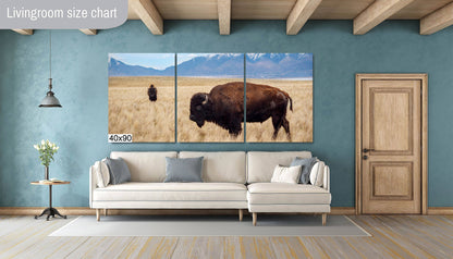 Snow-Kissed Bison: Antelope Island Bison Western Wildlife Metal Canvas Art Print Utah Photography