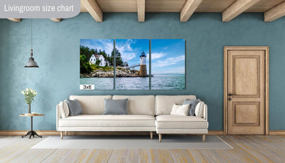 Coastal Charm: Isle au Haut Lighthouse Acadia National Park Nautical Canvas Print Wall Art