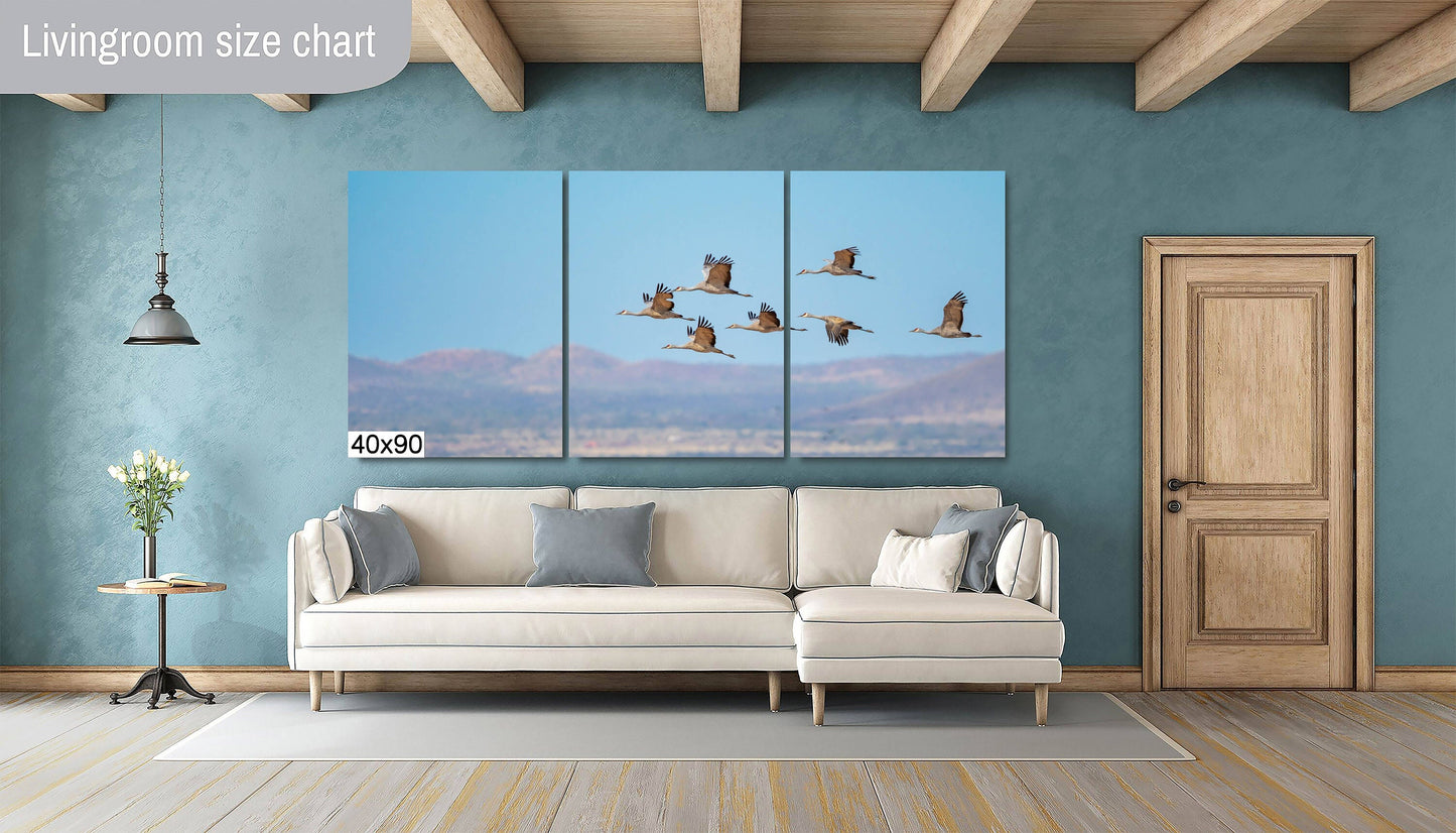 Dancing in the Sky: Sandhill Cranes in Flight Bird Watching Photography Nature Wall Art Print