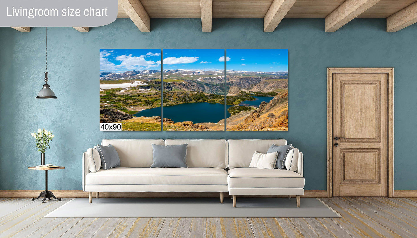 Reflections of Grandeur: Twin Lakes of the Beartooth Mountains Montana Landscape Photography Wall Art Metal Canvas Print