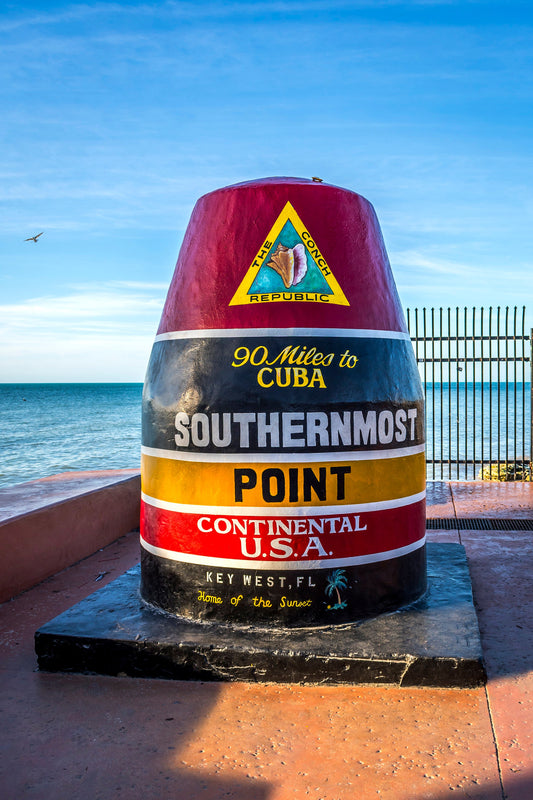 Boundary of Bliss: U.S. Southernmost Point Key West Florida Sign Nautical Metal Print Home Wall Art