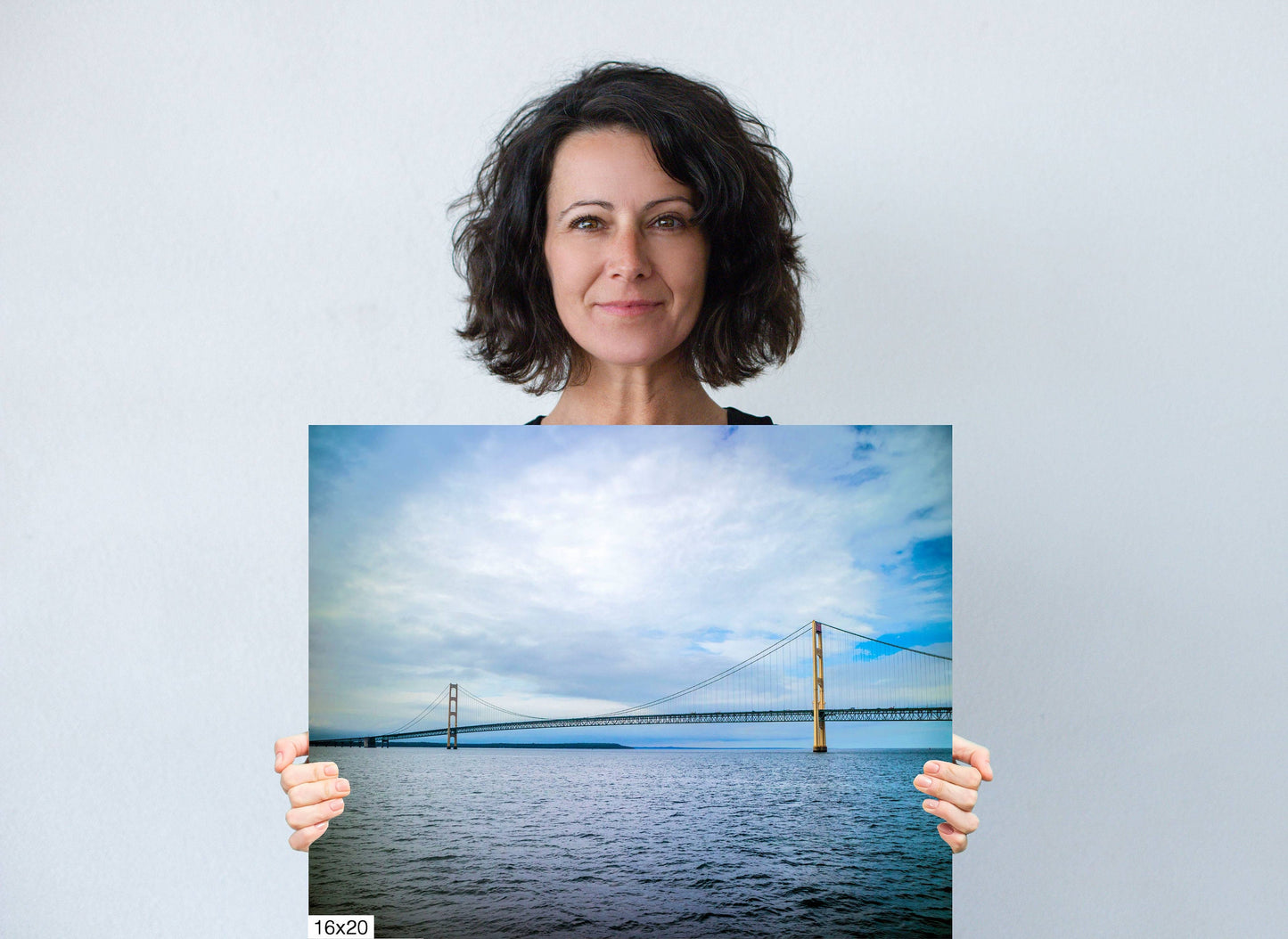 Bridging Time: Mackinac Bridge Michigan Architecture Seascape Photography Canvas Wall Art Decor