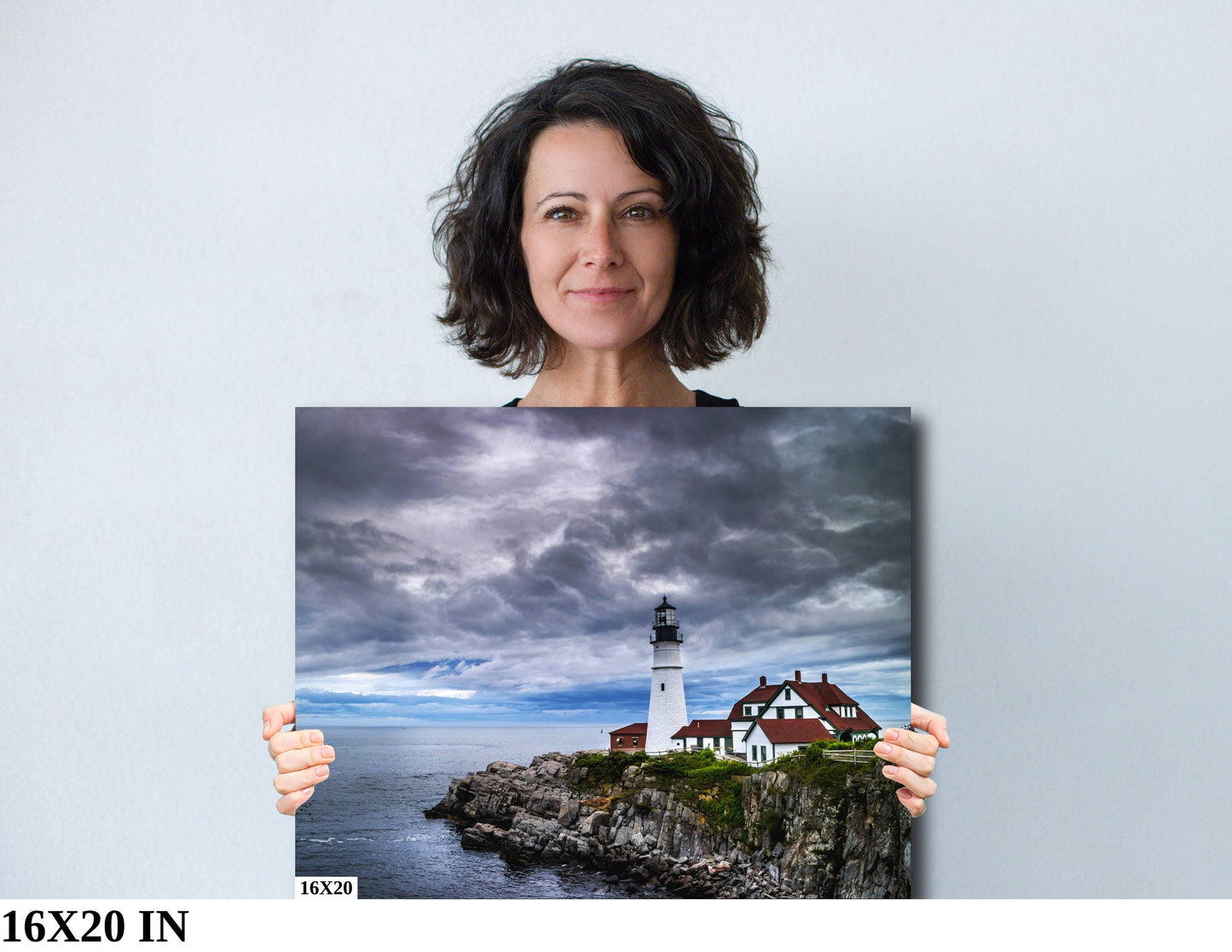 Storm Rolling In: Cape Elizabeth Lighthouse Nautical Metal Canvas Print, Seascape Photography