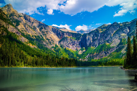Veiled Tranquility: Avalanche Lake in the Heart of Glacier National Park Wall Art Photography