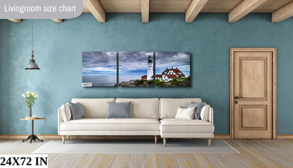 Storm Rolling In: Cape Elizabeth Lighthouse Nautical Metal Canvas Print, Seascape Photography