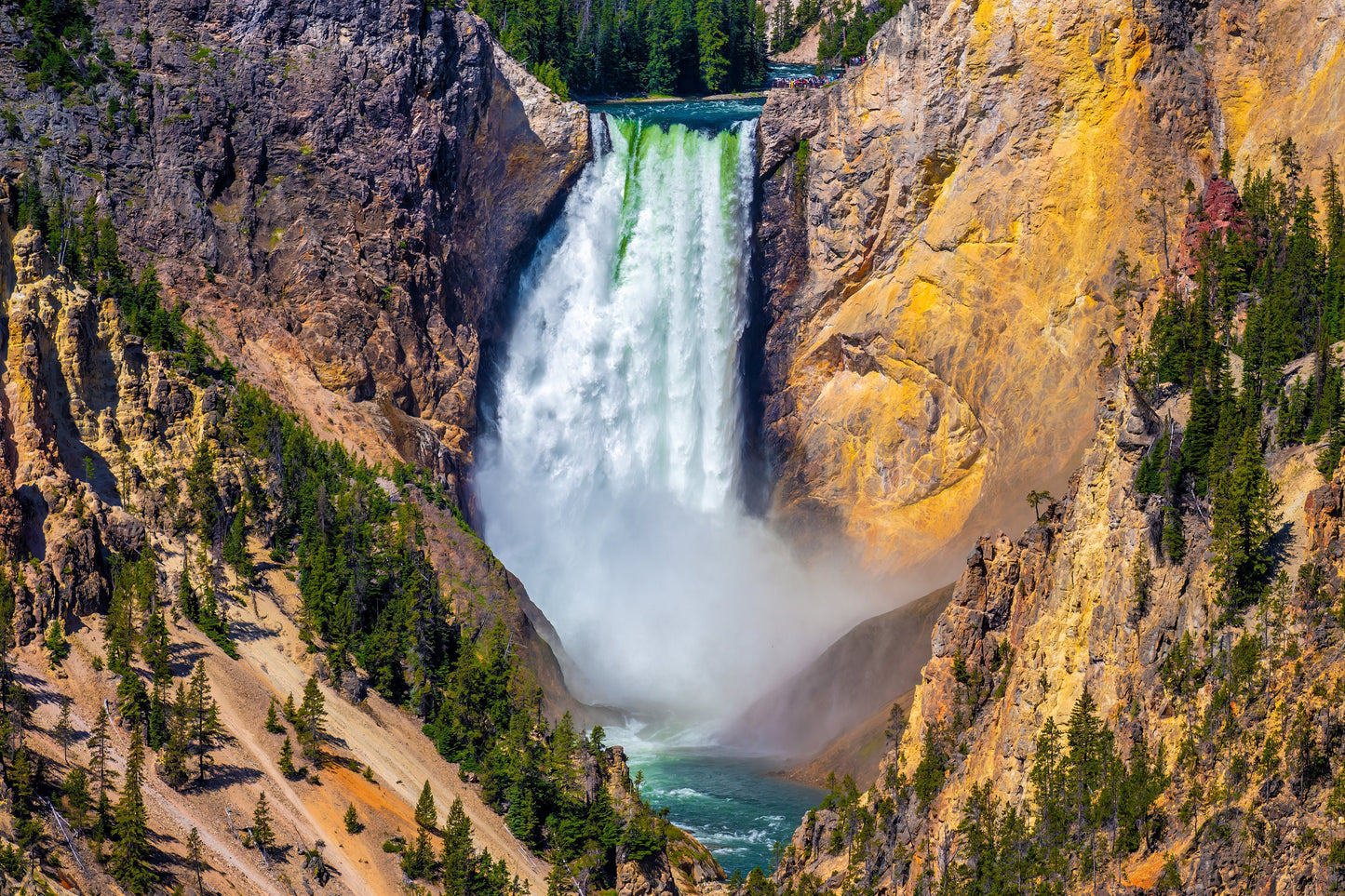 Waterfall Symphony: Lower Falls of the Yellowstone River Photography National Park Wall Art Canvas Print