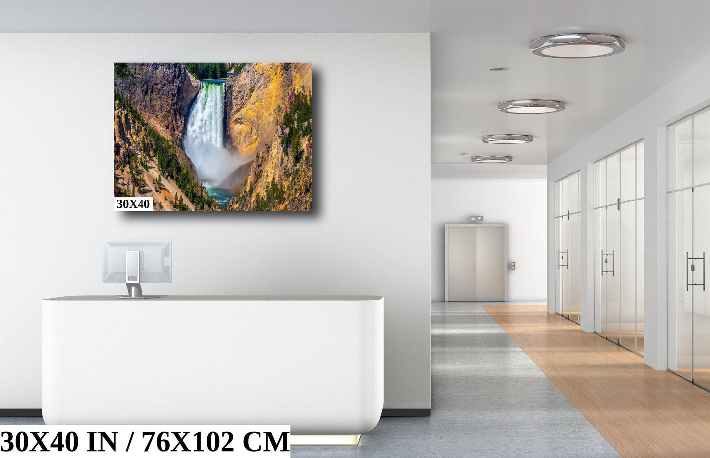 Waterfall Symphony: Upper Falls of the Yellowstone River Photography National Park Wall Art Canvas Print