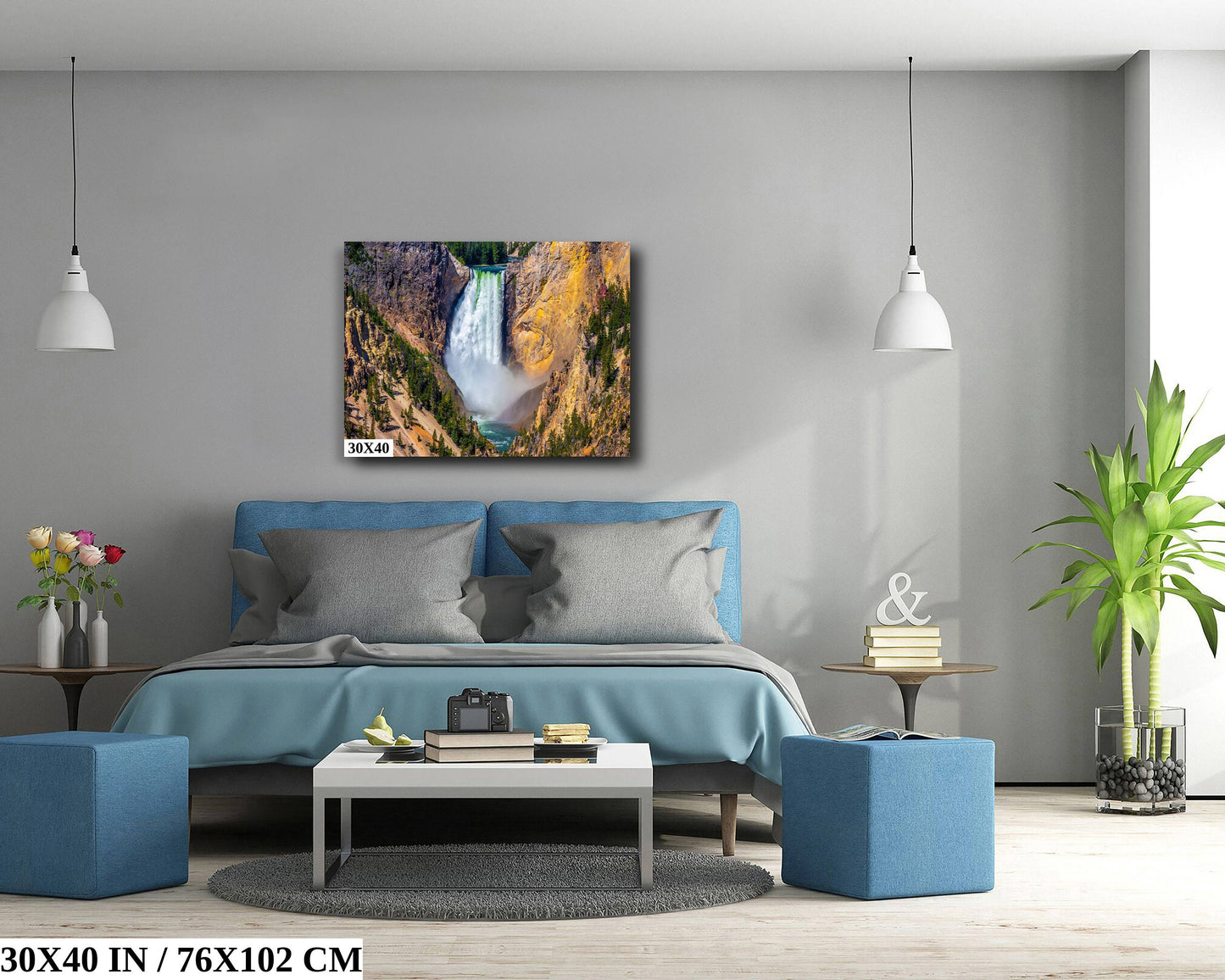 Waterfall Symphony: Upper Falls of the Yellowstone River Photography National Park Wall Art Canvas Print