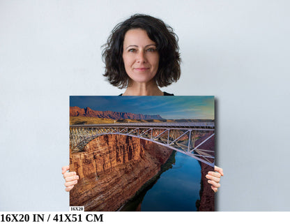 Canyon Connections: Historic Navajo Bridge Canvas Print Arizona Connecting Arch Bridge Colorado River Wall Art