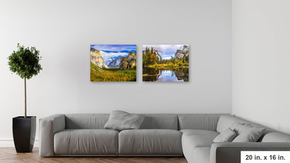 Valley View Serenity: Yosemite National Park Double Wall Art Tunnel View Landscape Photography California Metal Canvas Prints