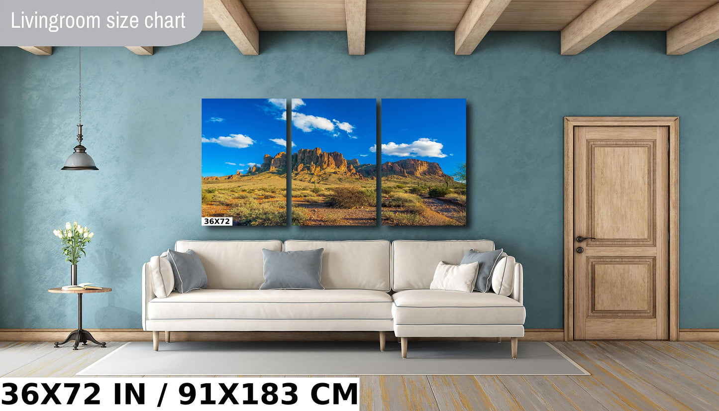 Lost Gold's Realm: Superstition Mountains Wall Art Lost Dutchman State Park Metal Canvas Print Arizona Desert Photography