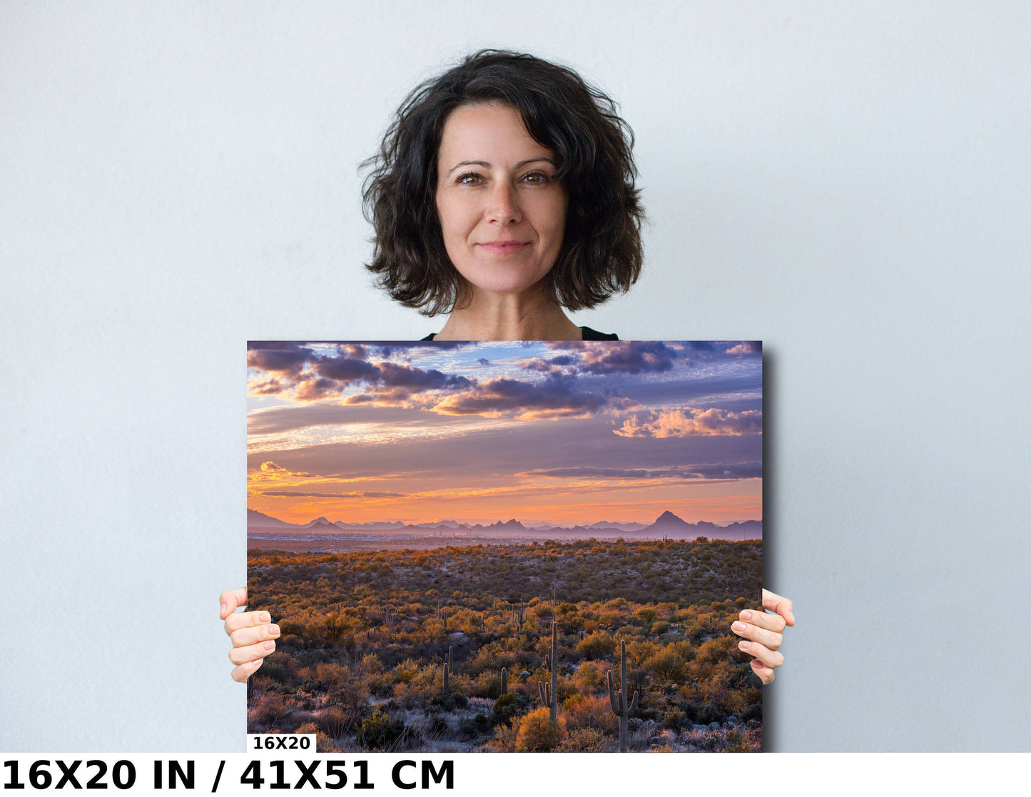 Sensational Sonoran Sunset: Saguaro National Park Cactus Desert Wall Art Metal Canvas Print Arizona Landscape Photography