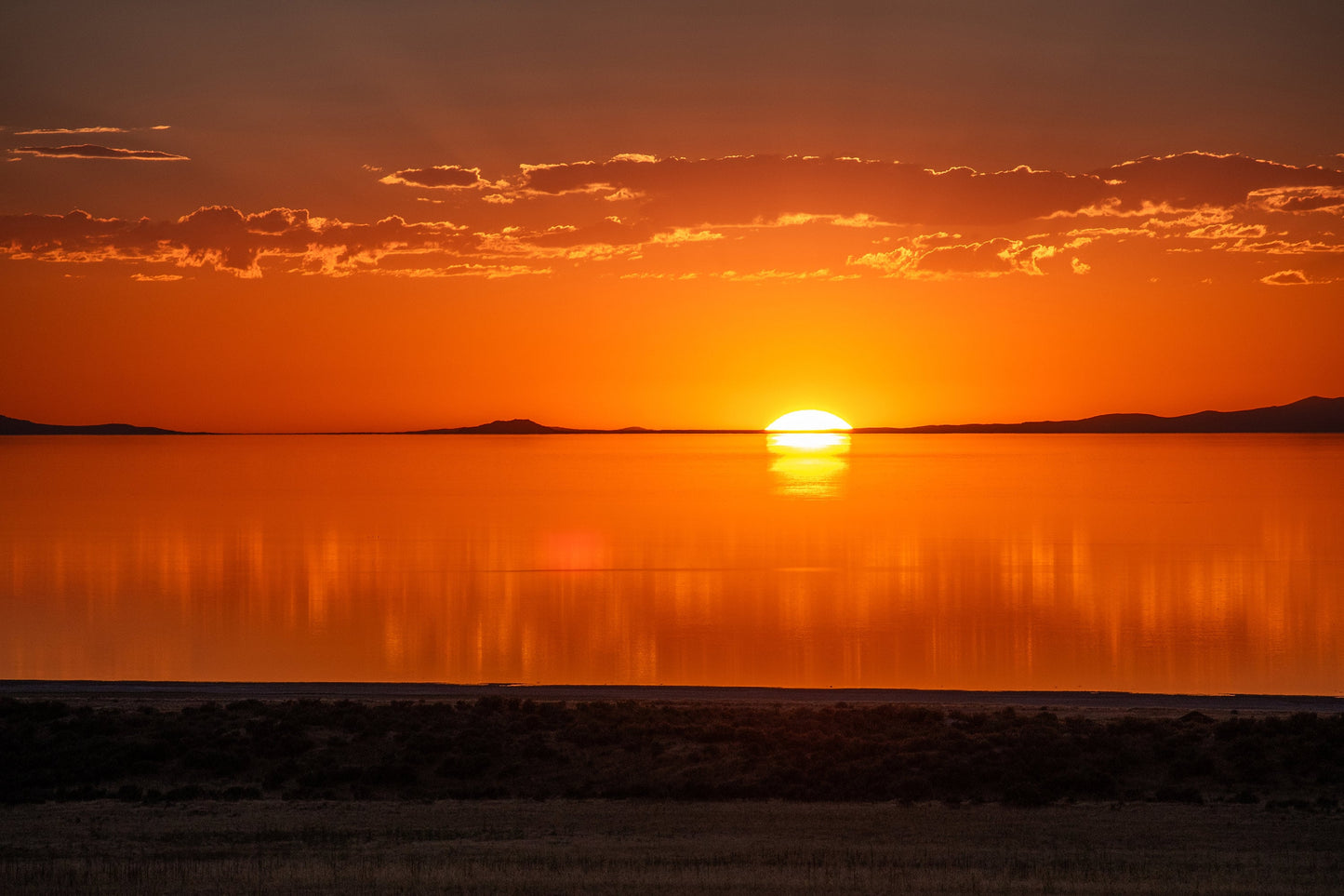 Sunset Over the Great Salt Lake: Dusk at Antelope Island State Park Photography Wall Art Utah Metal Canvas Print