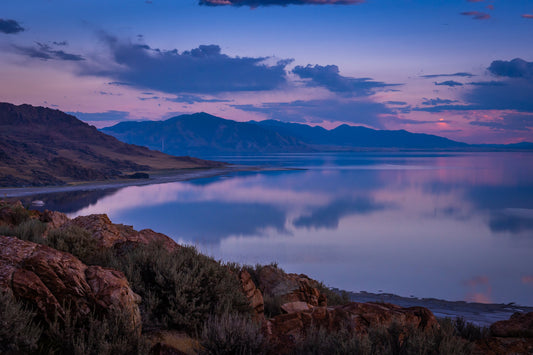 Utah's Majestic Ocean Lake: Great Salt Lake Metal Canvas Print Utah Landscape Sunset Wall Art Photography