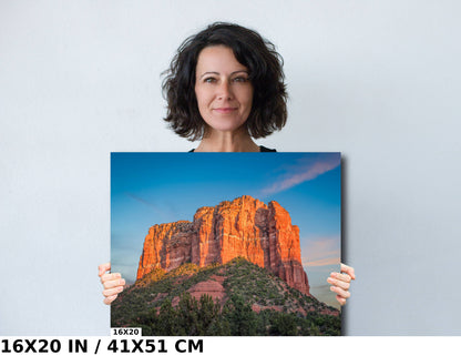 Crimson Crown: Mystical Bell Rock in Sedona Metal Canvas Print Arizona Landscape Wall Art Photography