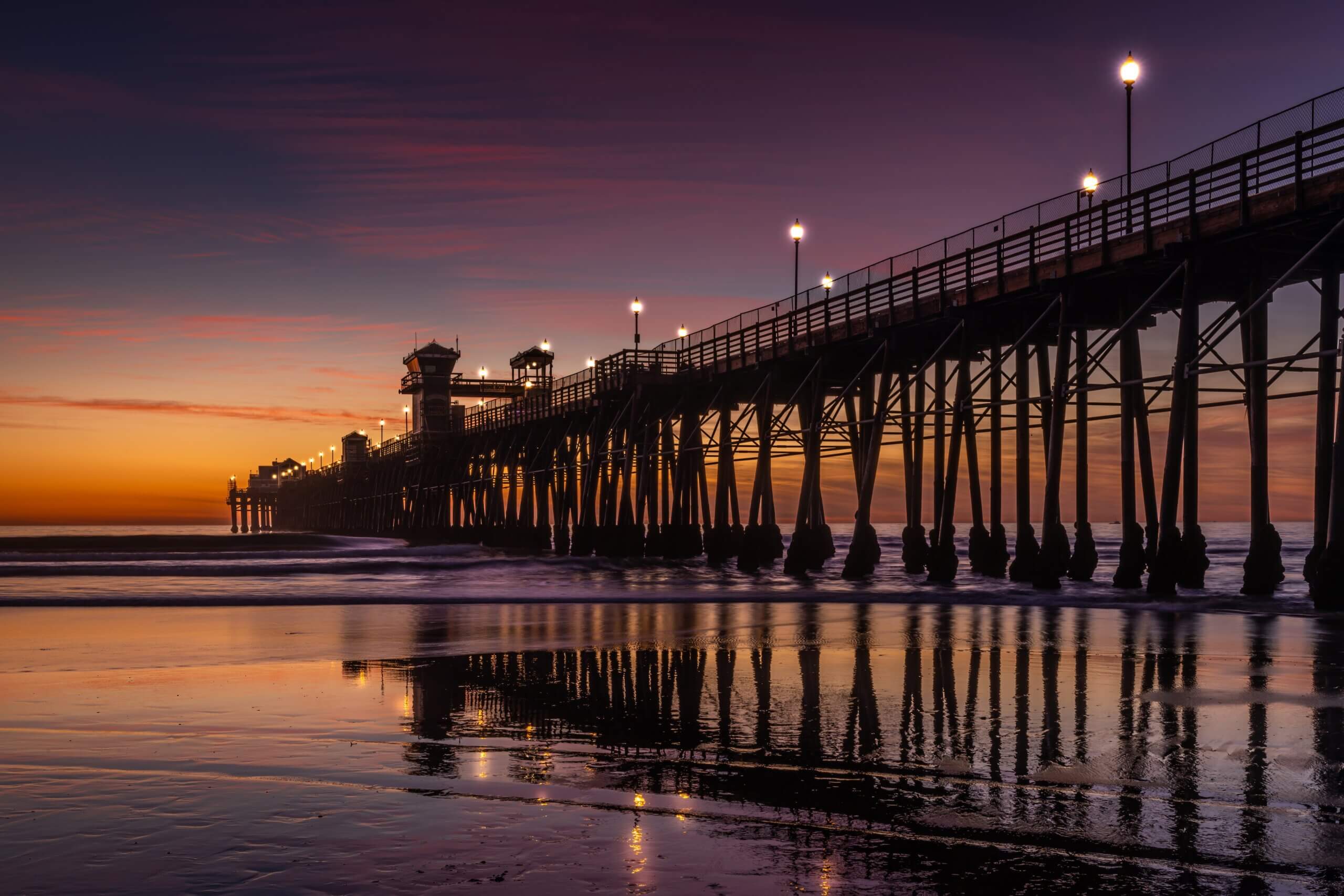 Twilight Reverie: Scenic Left Angle Sunset at Oceanside Municipal Pier