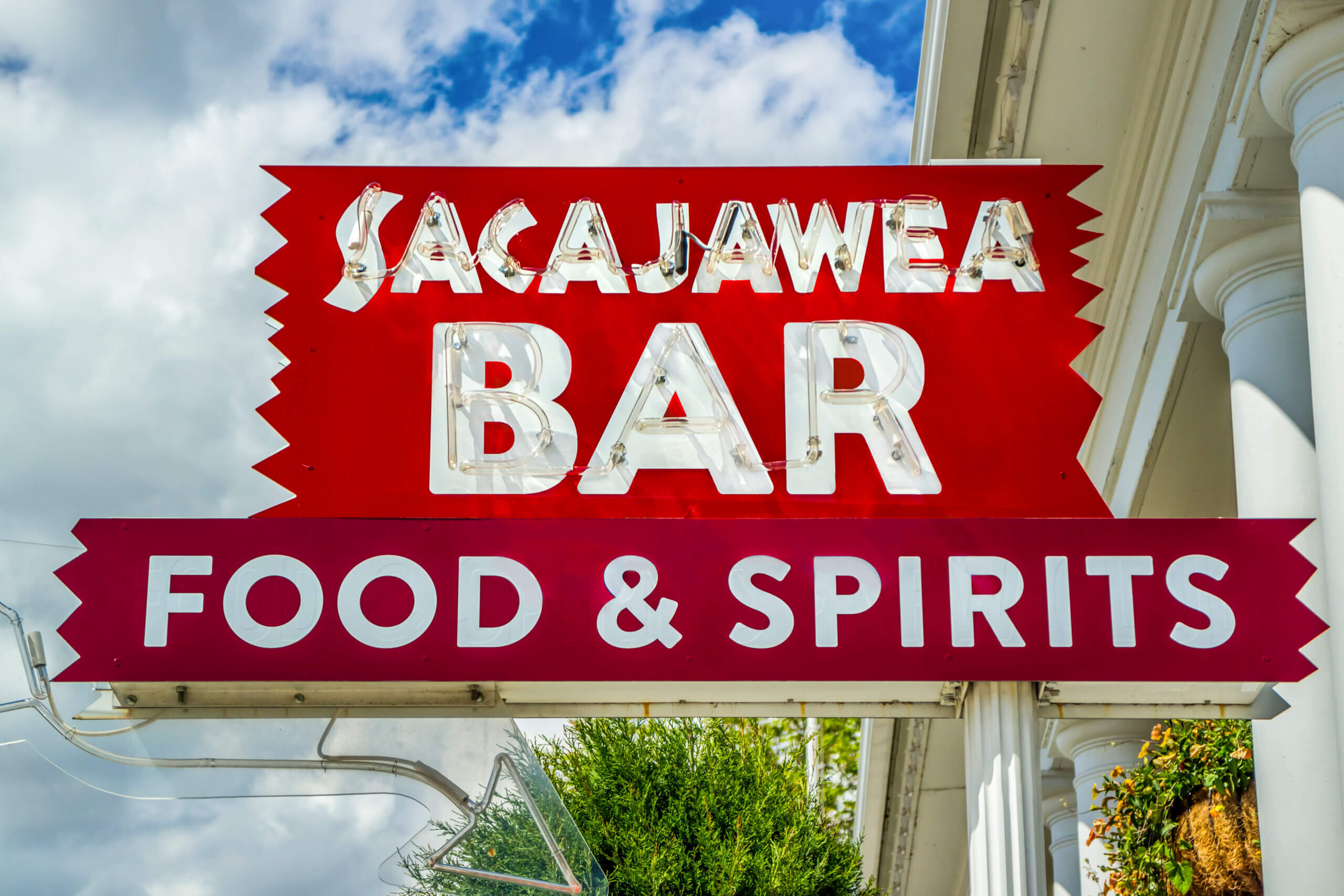 Historic Sacajawea Bar Signage: Three Forks Bozeman Montana