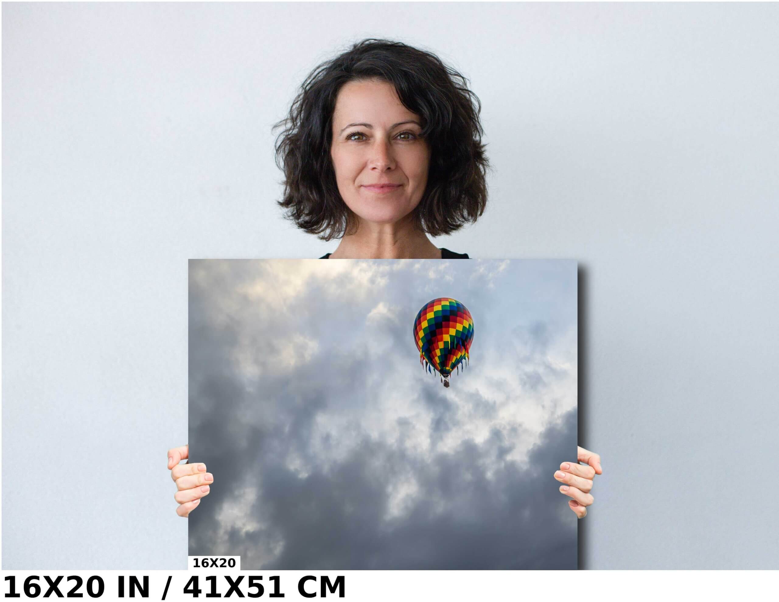 Hope in Flight: A Colorful Hot Air Balloon Soars Through the Dull Sky Diagram