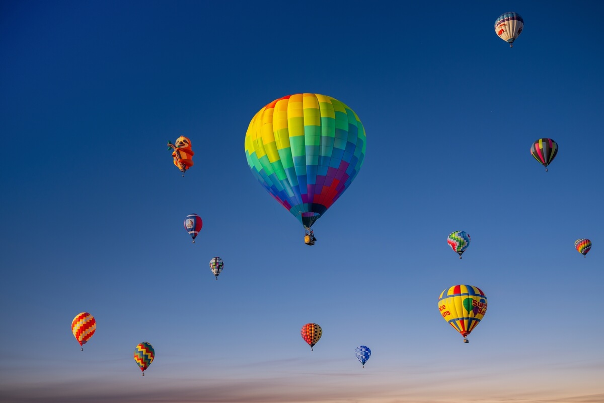 Aerial Ballet: Hot Air Balloons Grace the Skyline of Albuquerque