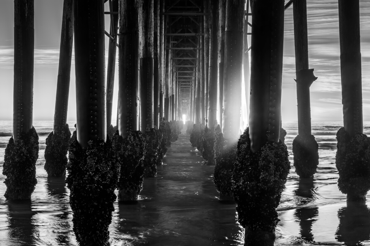 Monochromatic Marvel: Oceanside Pier’s Structural Beauty