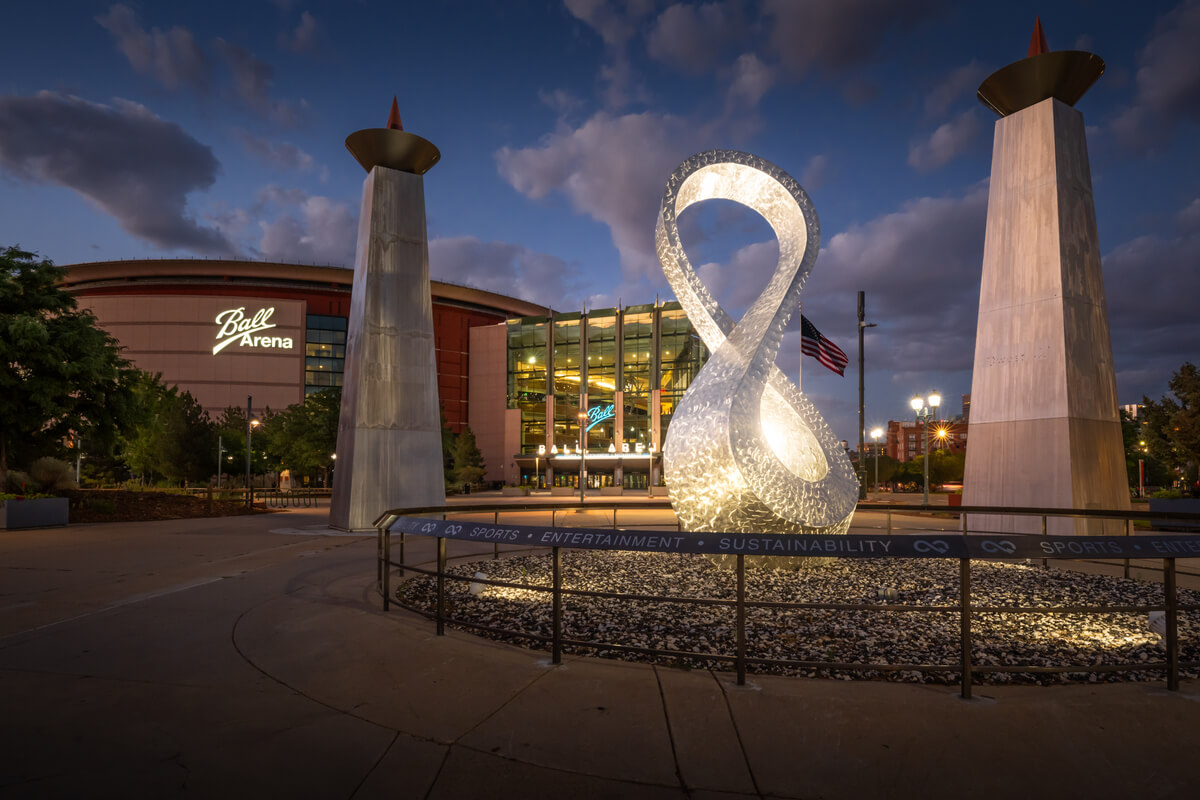 Home of the Avalanche and Nuggets: Ball Arena Monument Home of the Avalanche and Nuggets: Ball Arena Monument