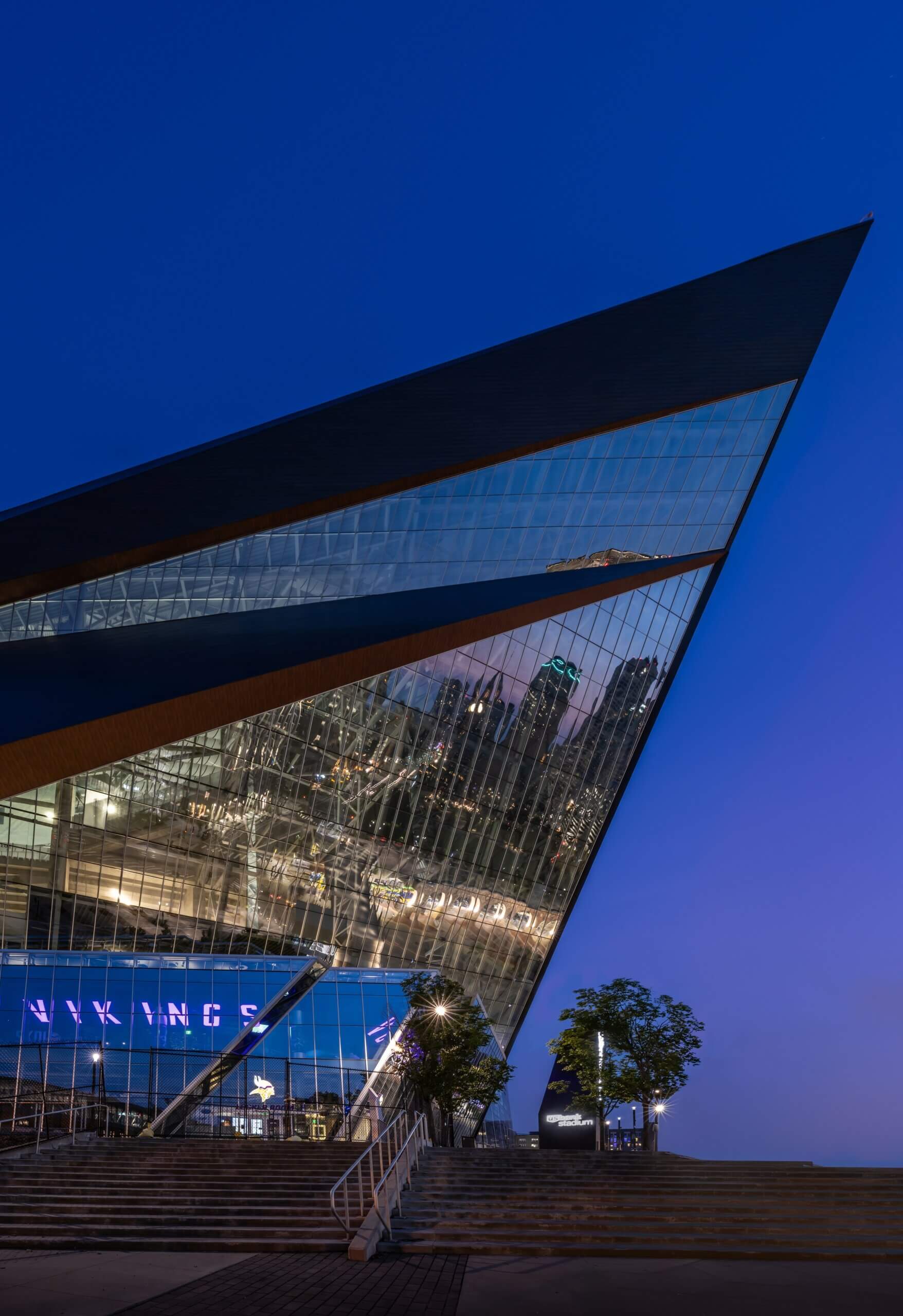 Skol Vikings Battleship: Close-Up of U.S. Bank Stadium’s Glass Structure