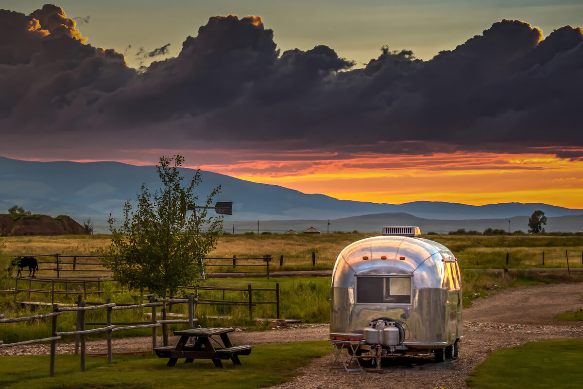 Glorious Montana Camping Sunset: RV in White Sulphur Springs
