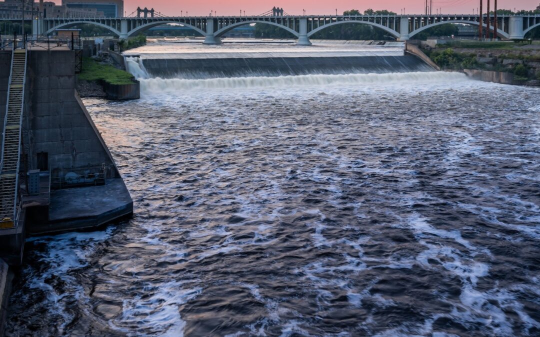 The mighty Mississippi River flows right through the center of Minneapolis, Minn…