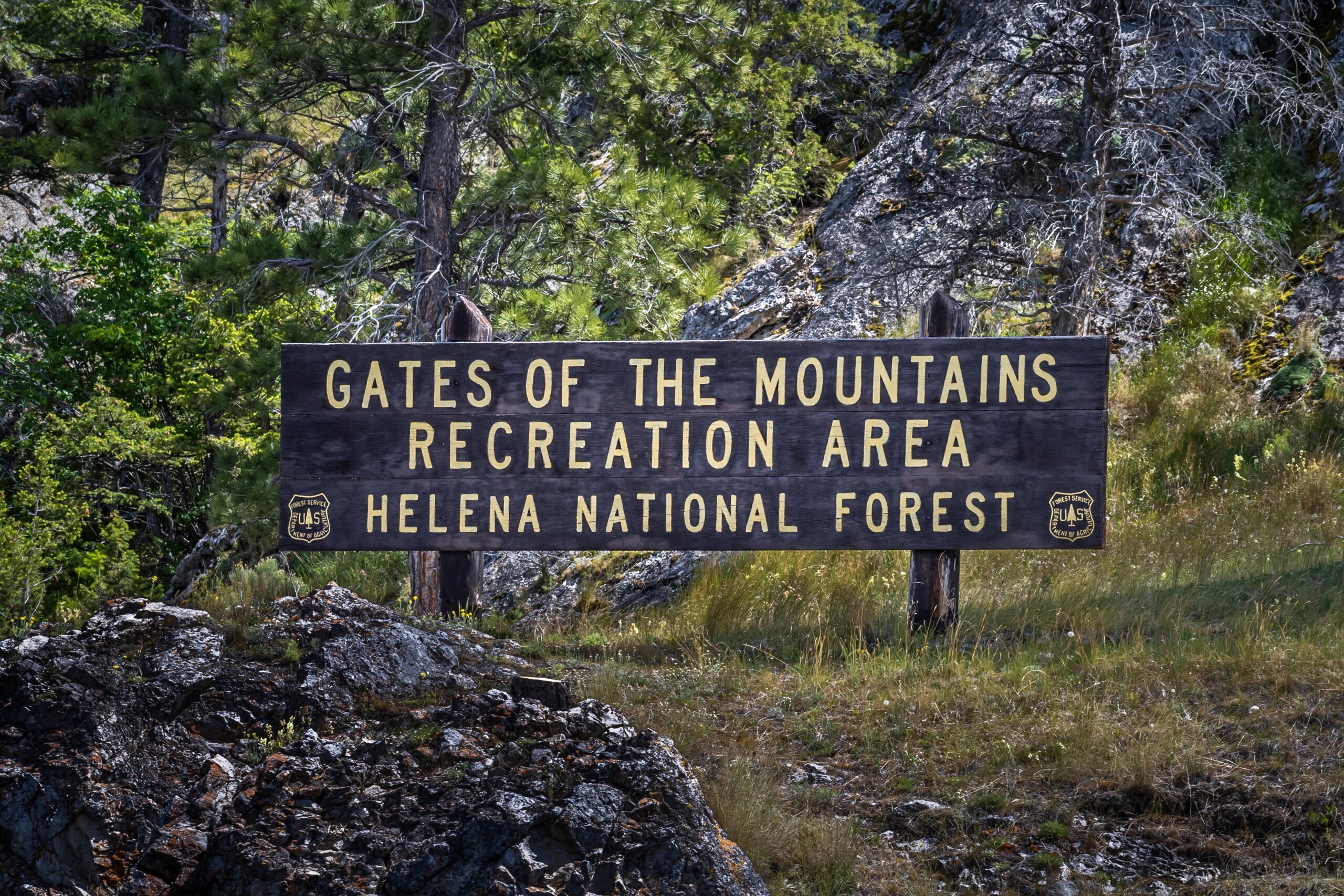 Welcome to Gates of the Mountains Recreation Area: Helena National Forest Sign