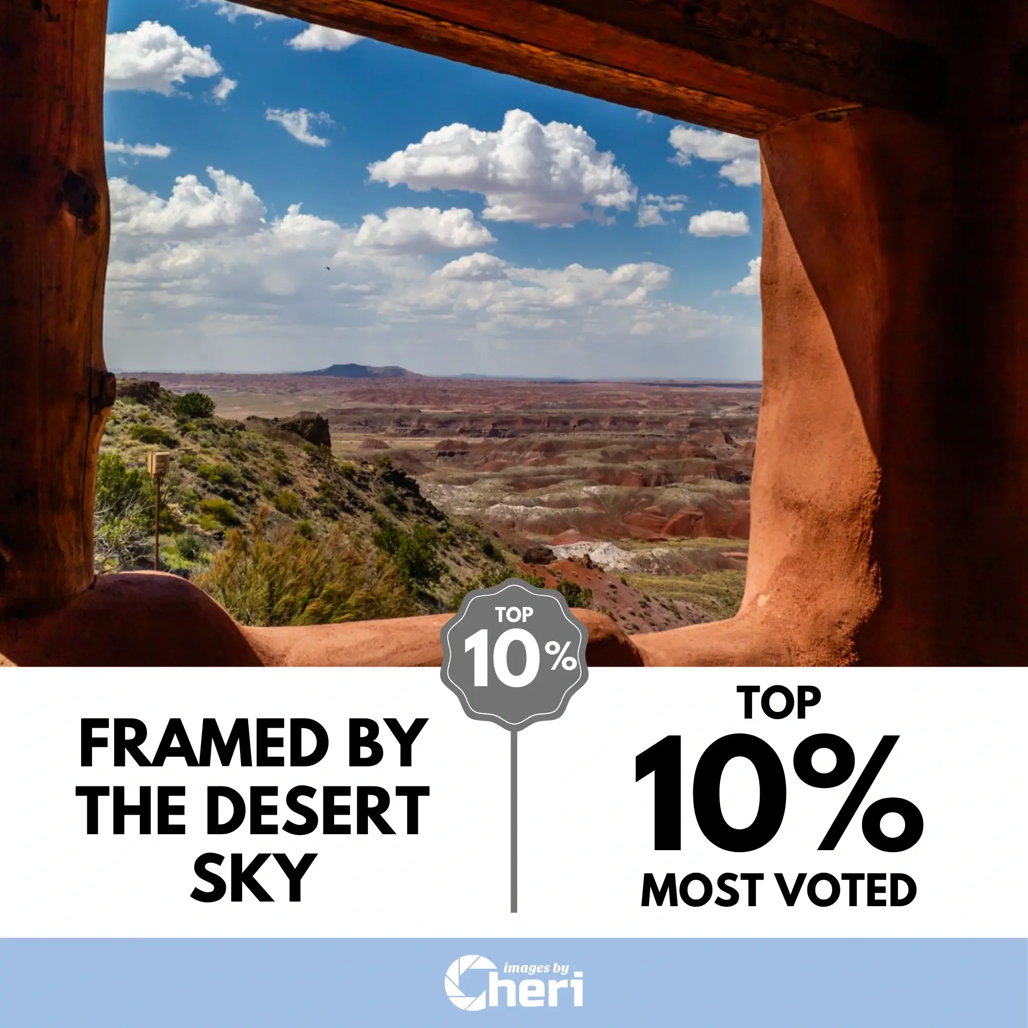 View of the Painted Desert from inside the historic Painted Desert Inn (Petrified Forest National Park, Arizona), framed by a rustic window. Top 10% Most Voted in ‘Window Wonders Photo' Contest.