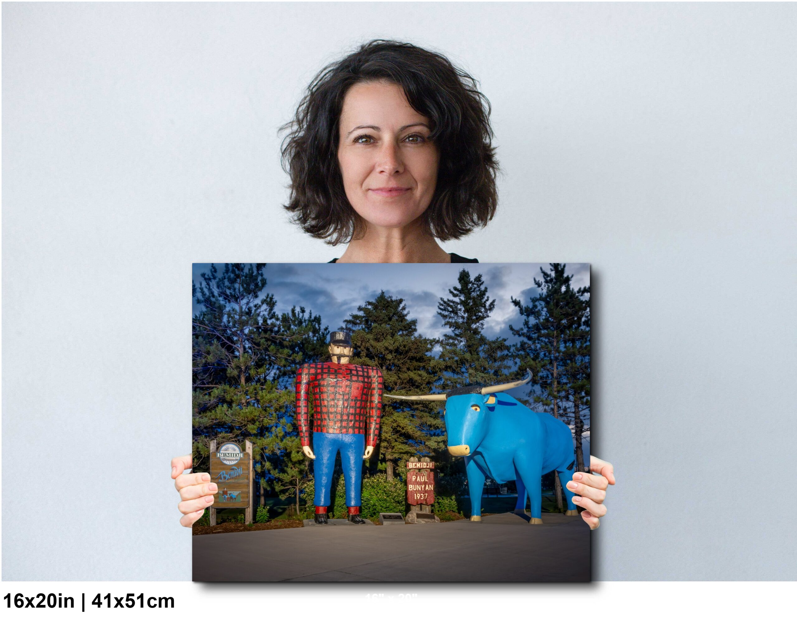 Paul Bunyan & Babe the Blue Ox Print: Minnesota Roadside Diagram