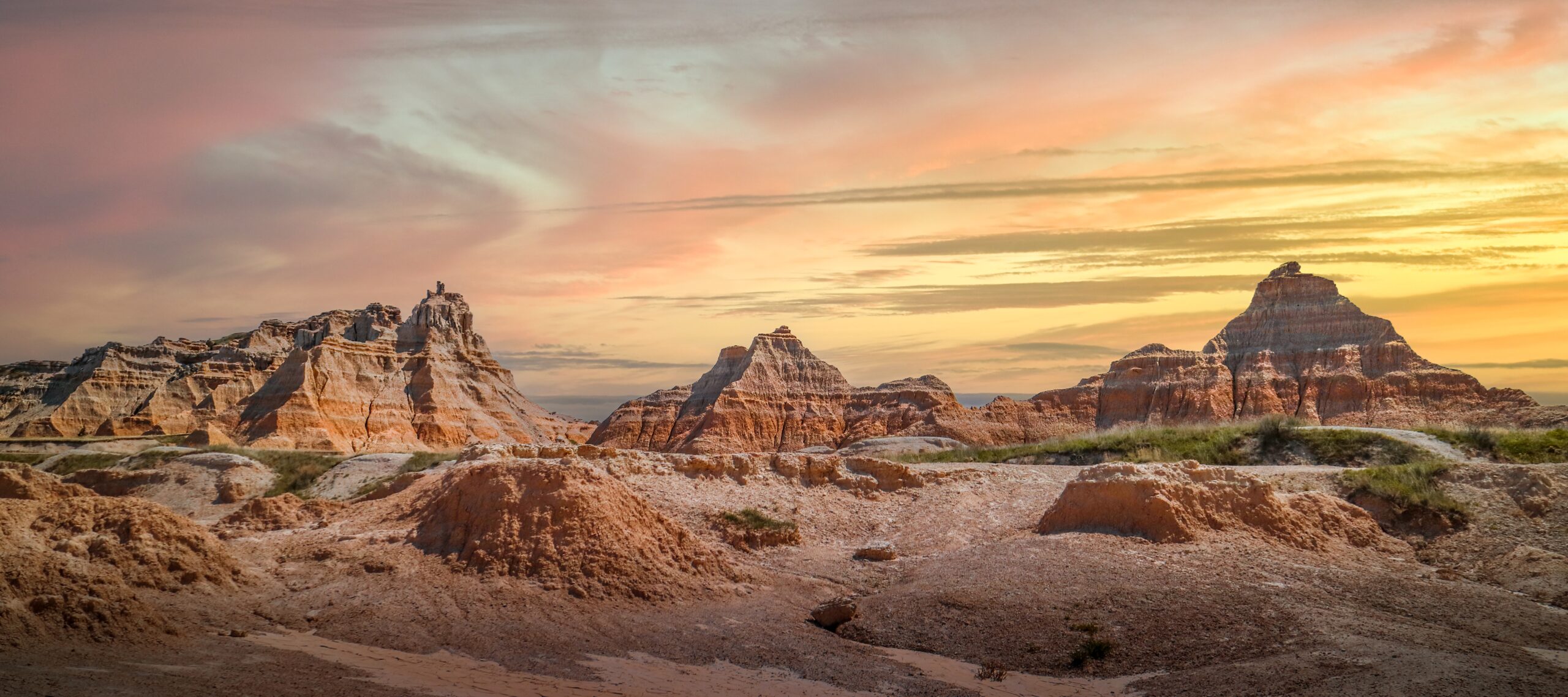 Badlands National Park Sunset Buttes South Dakota Landscape Badlands National Park Sunset Buttes South Dakota Landscape