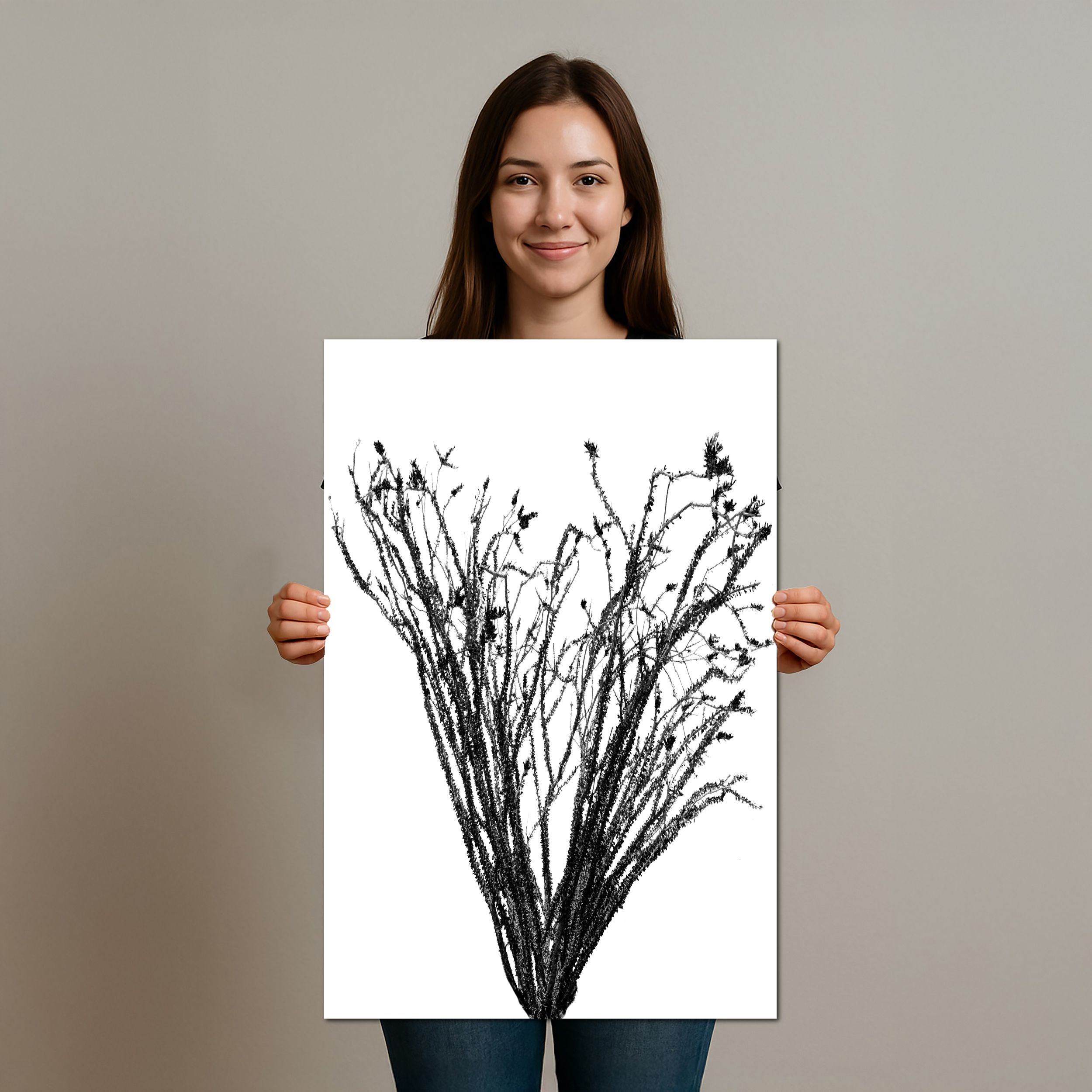 Joshua Tree Ocotillo Silhouette Black and White Wall Art Print Diagram Joshua Tree Ocotillo Silhouette Black and White Wall Art Print Diagram
