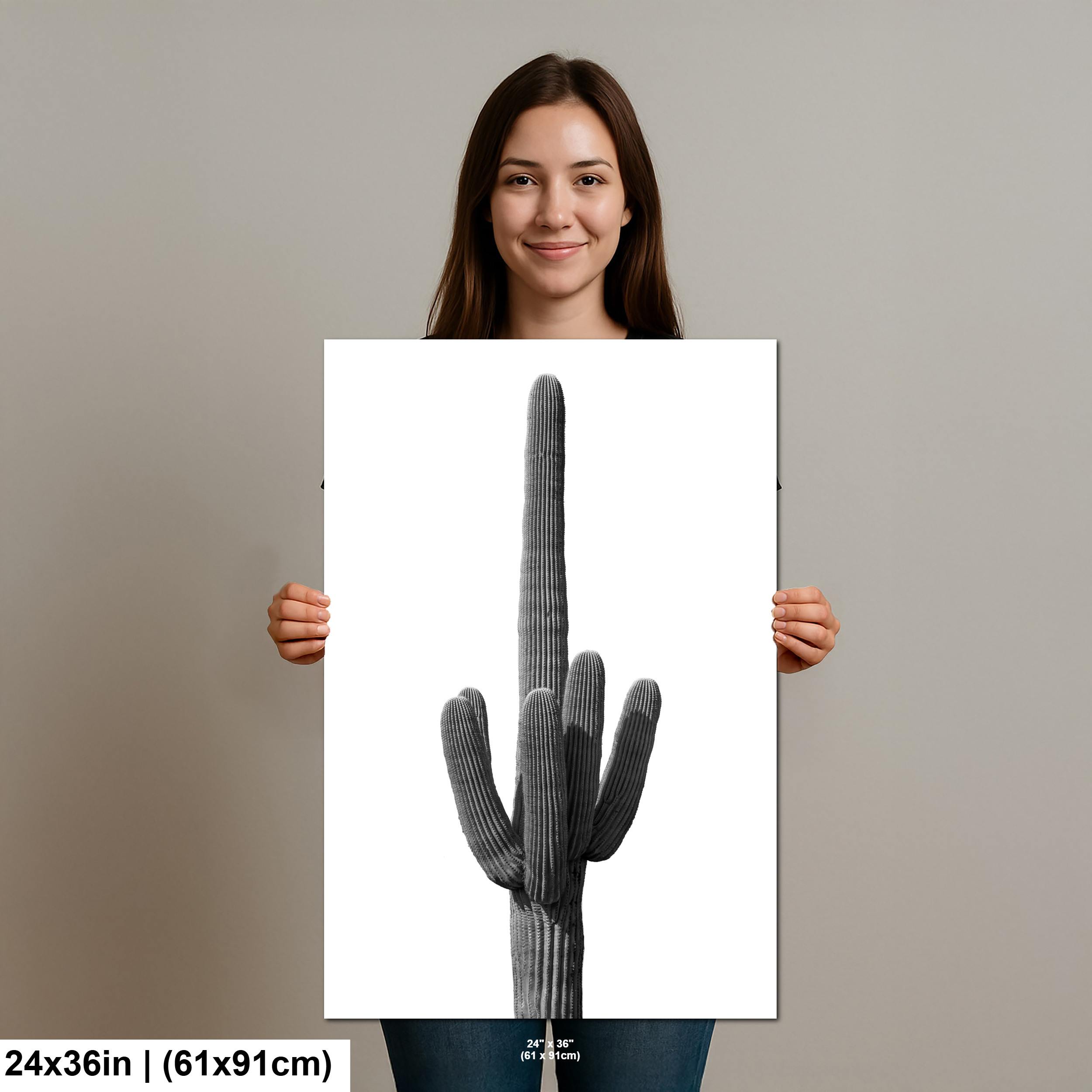 Monochrome Saguaro National Park Arizona Cactus Wall Art Print Diagram