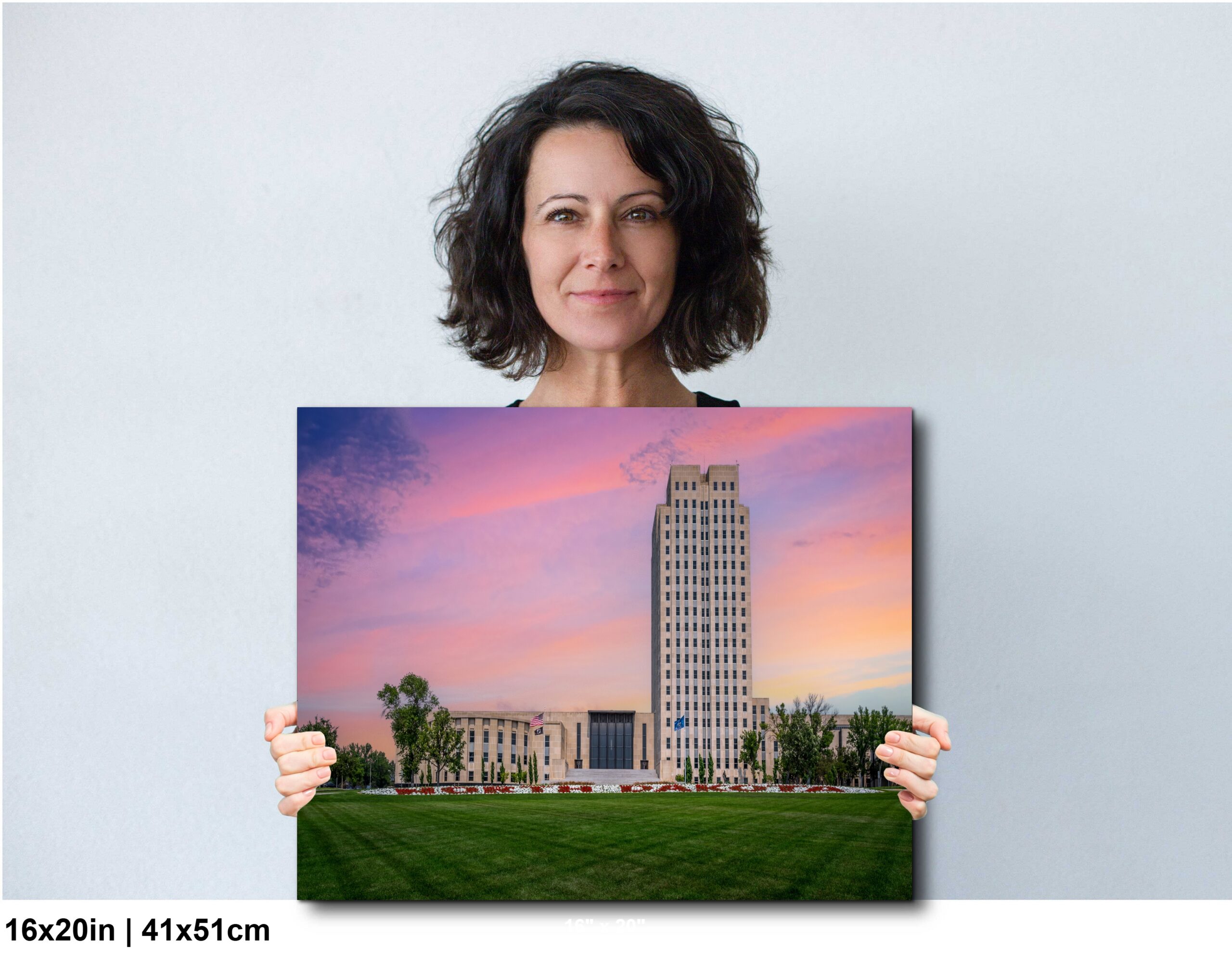 North Dakota State Capitol Bismarck Tower at Sunset Skyscraper on the Prairie Diagram