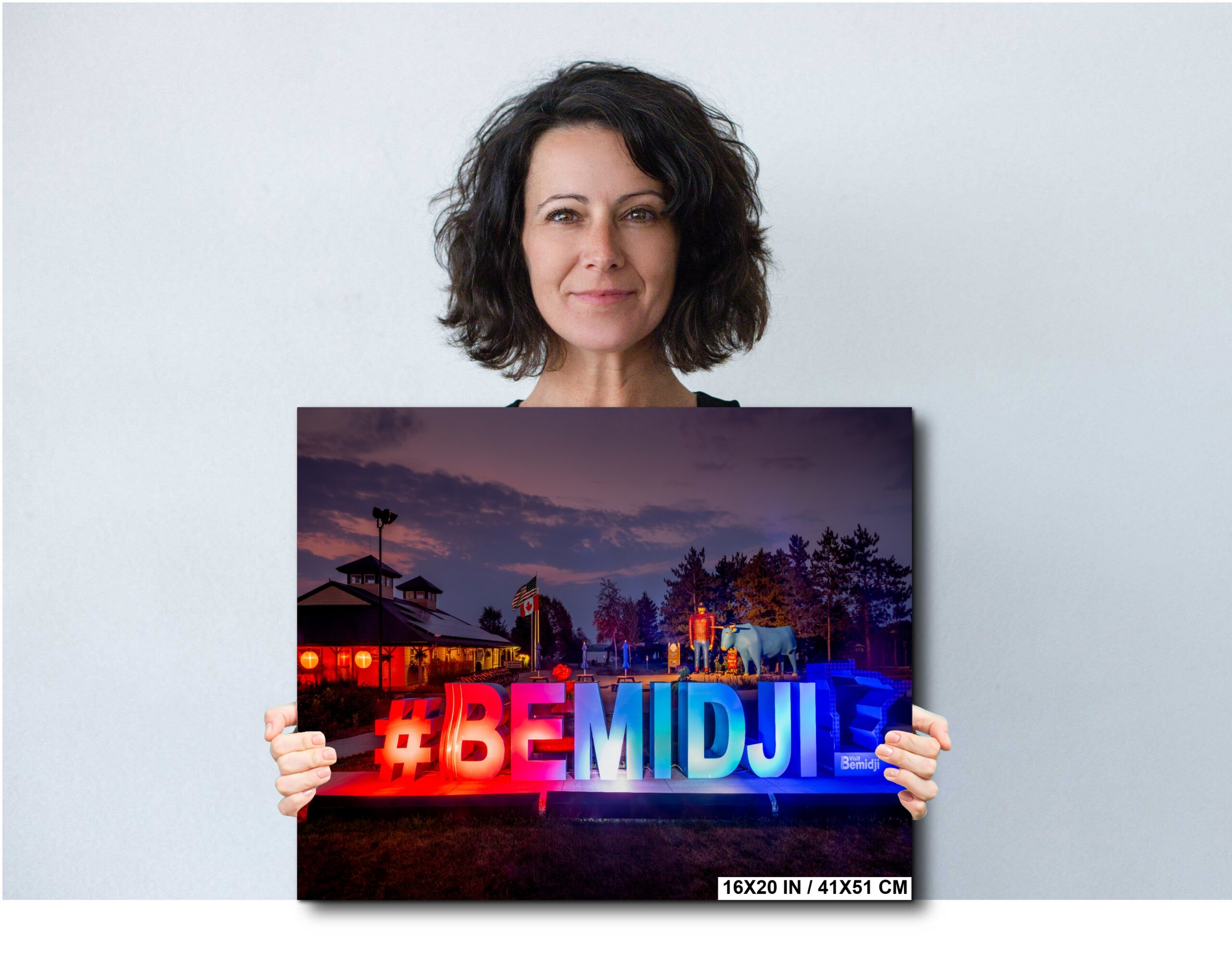 Bemidji Minnesota Lighted Sign Paul Bunyan Babe Blue Ox Visitor Center Diagram