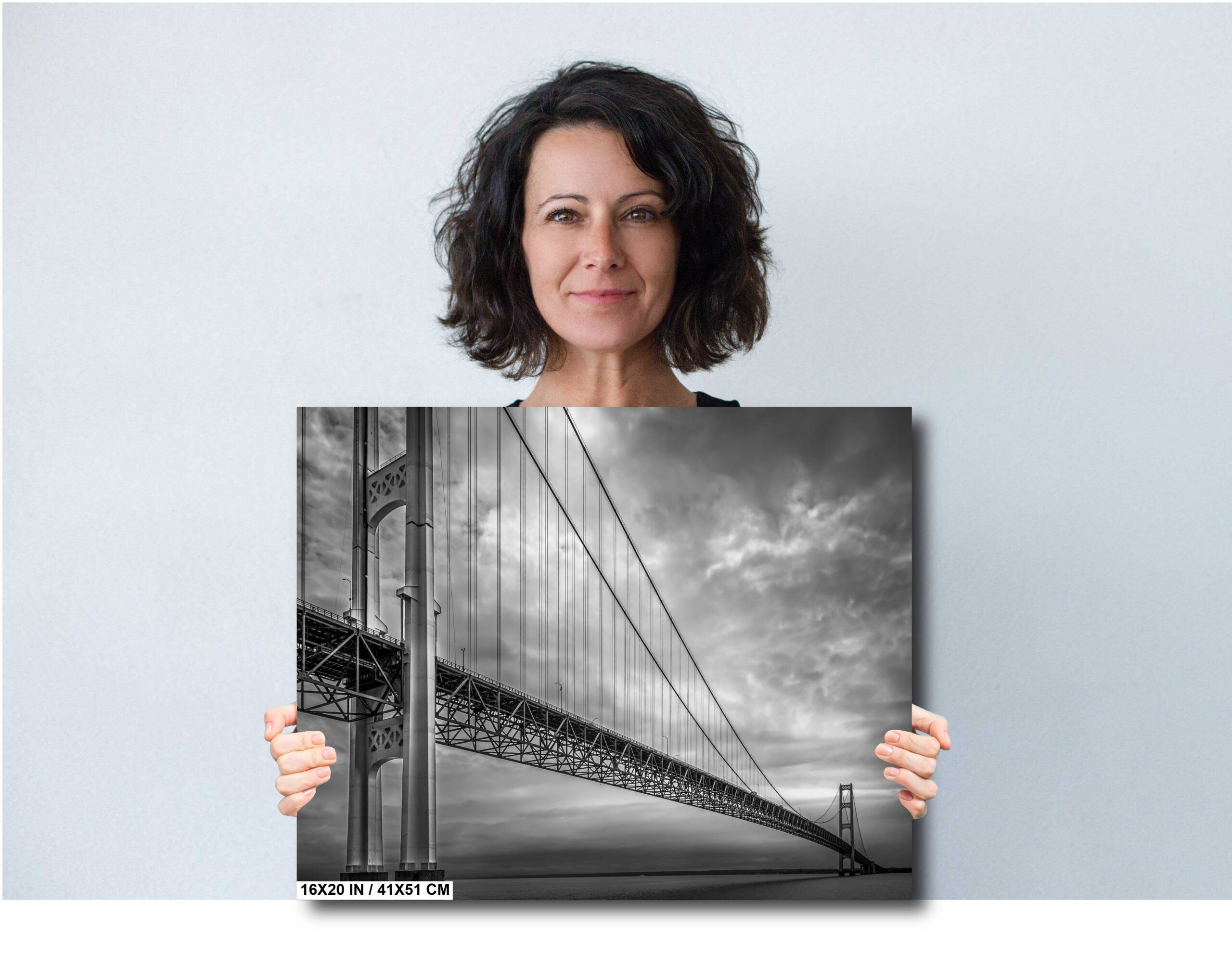 The Magnificent Mackinac: Suspension Bridge – Black and White (panorama) Diagram