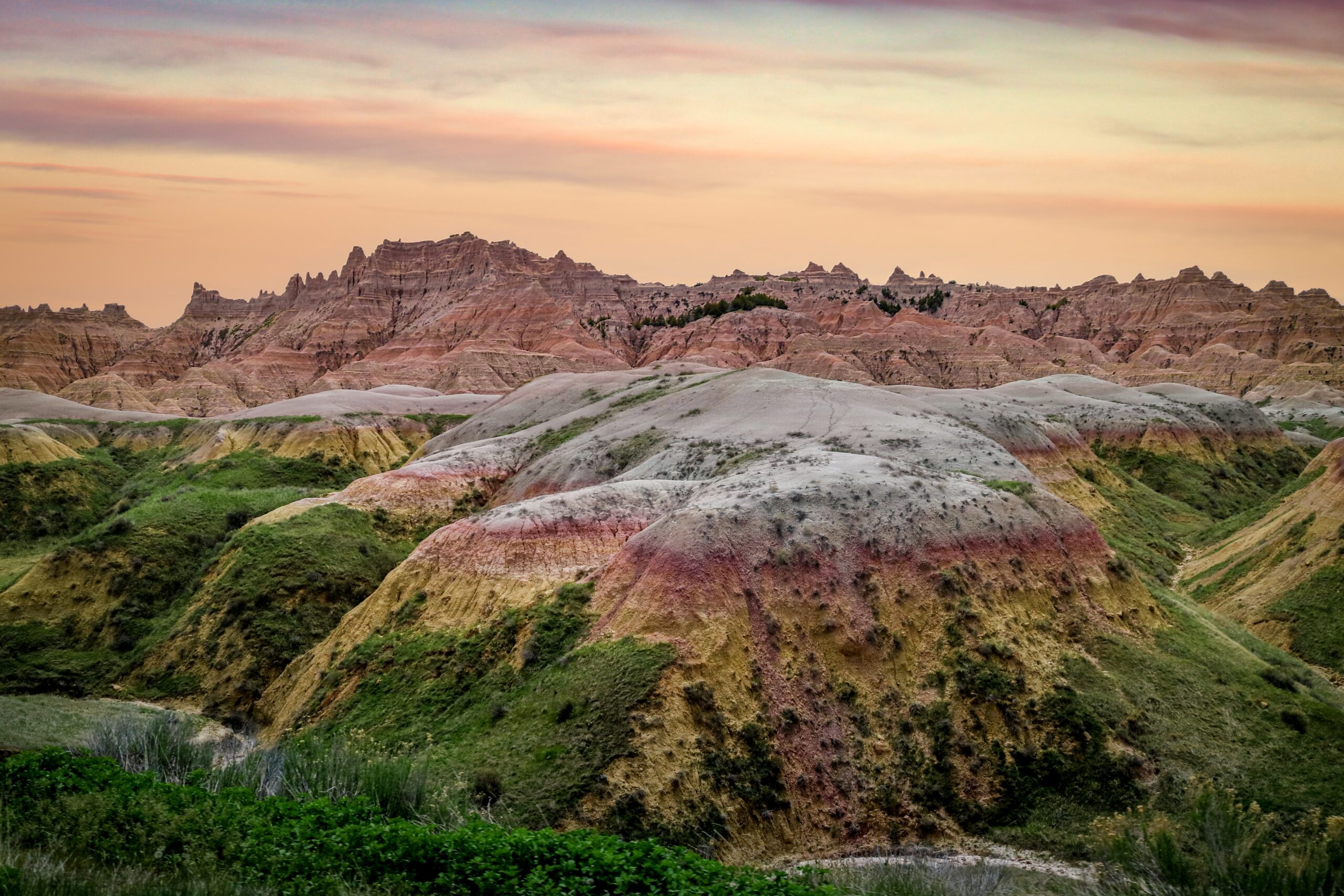 Badlands National Park South Dakota Rainbow Mounds Sunset Landscape