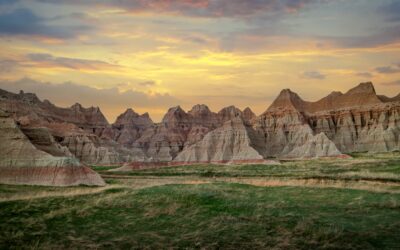 Badlands National Park Cathedral Peaks at Sunset South Dakota