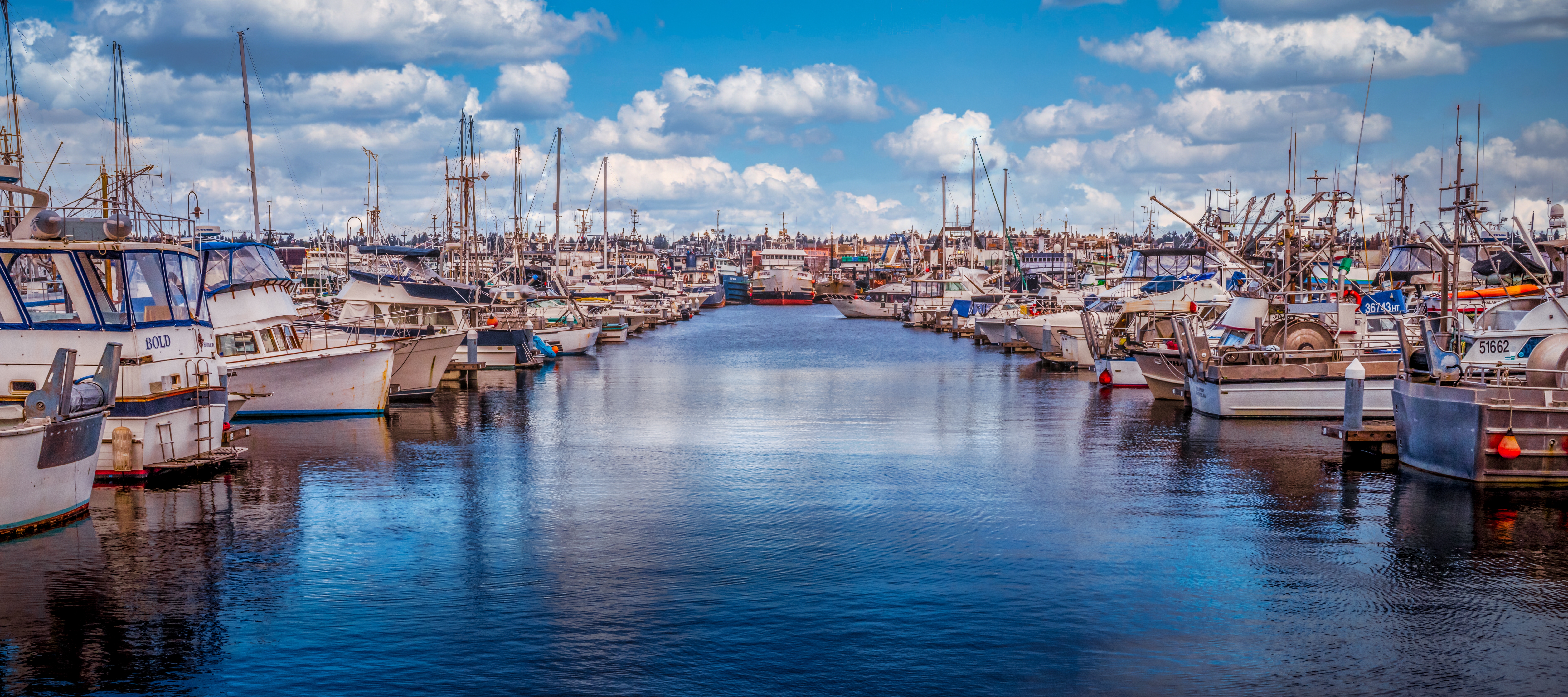 Scenic Seattle Fishermen’s Terminal Boats in Marina