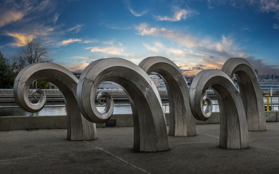 Salmon Waves Public Sculpture Seattle Waterfront