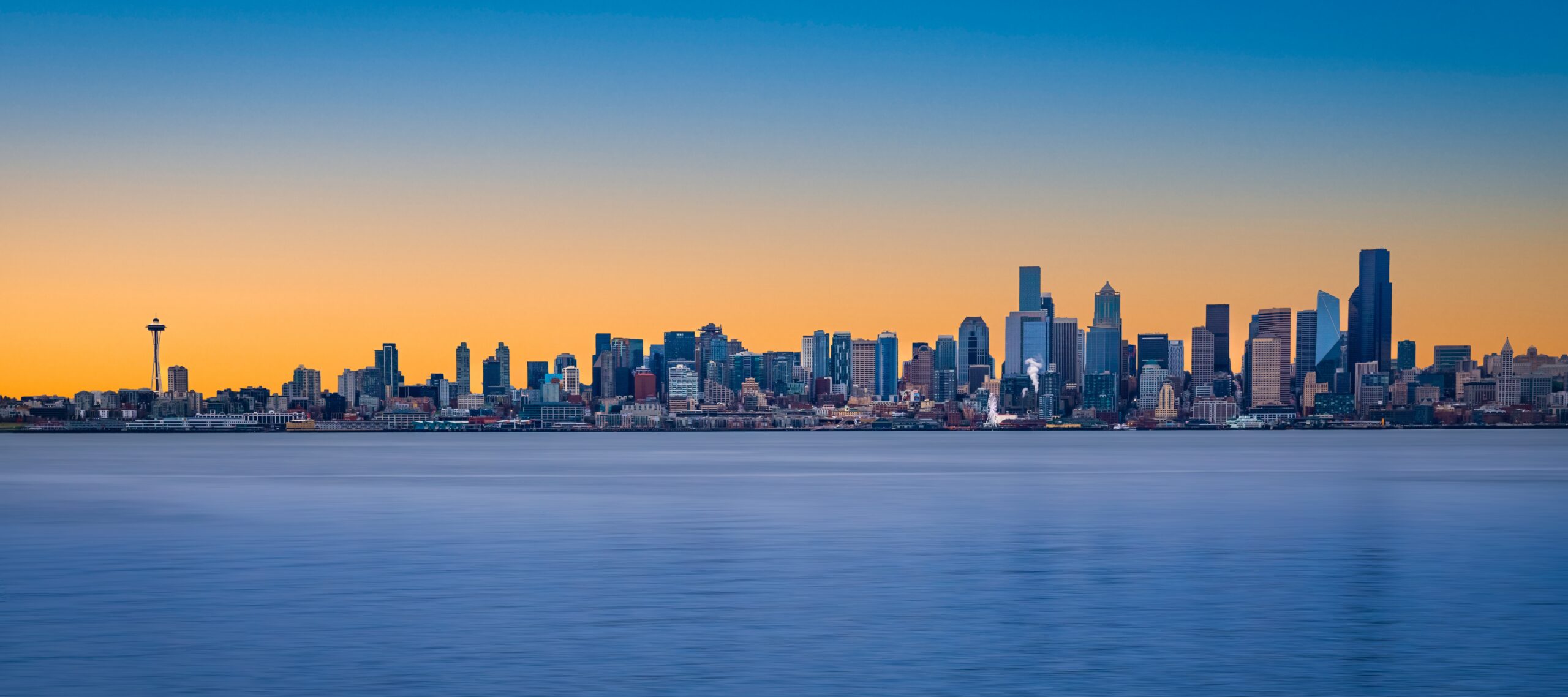 Seattle Skyline Golden Hour Panorama with Space Needle