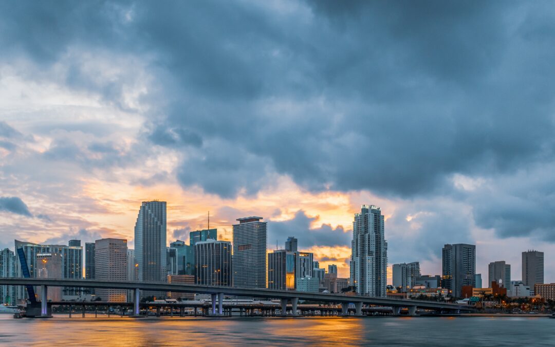 Miami Skyline from the Bay at Sunset: Florida