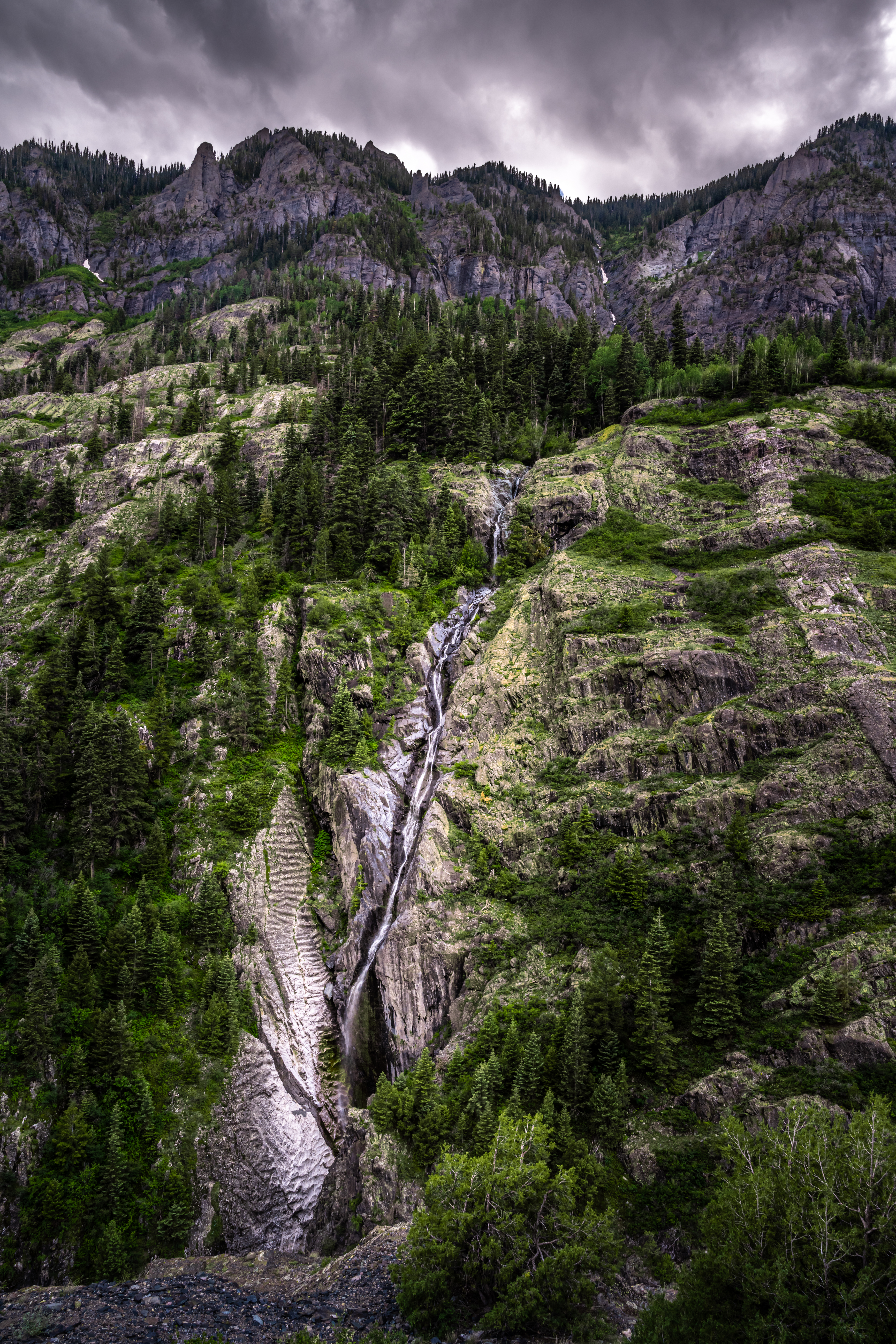 Rocky Mountain Waterfall on Million Dollar Highway in Colorado