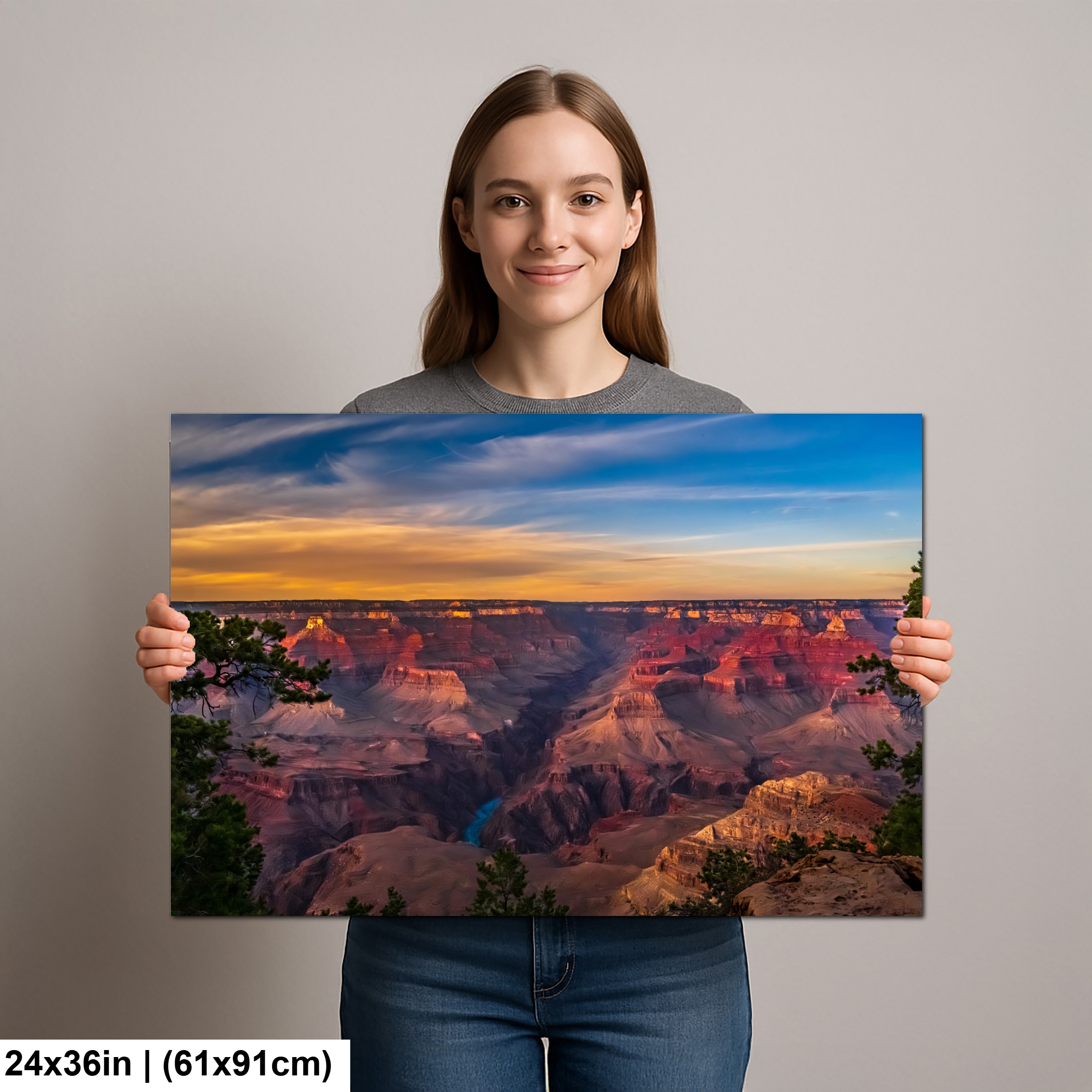 Grand Canyon Sunset Panorama with Colorado River Diagram Grand Canyon Sunset Panorama with Colorado River Diagram