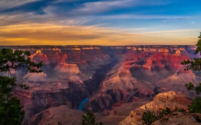 Grand Canyon Sunset Panorama with Colorado River